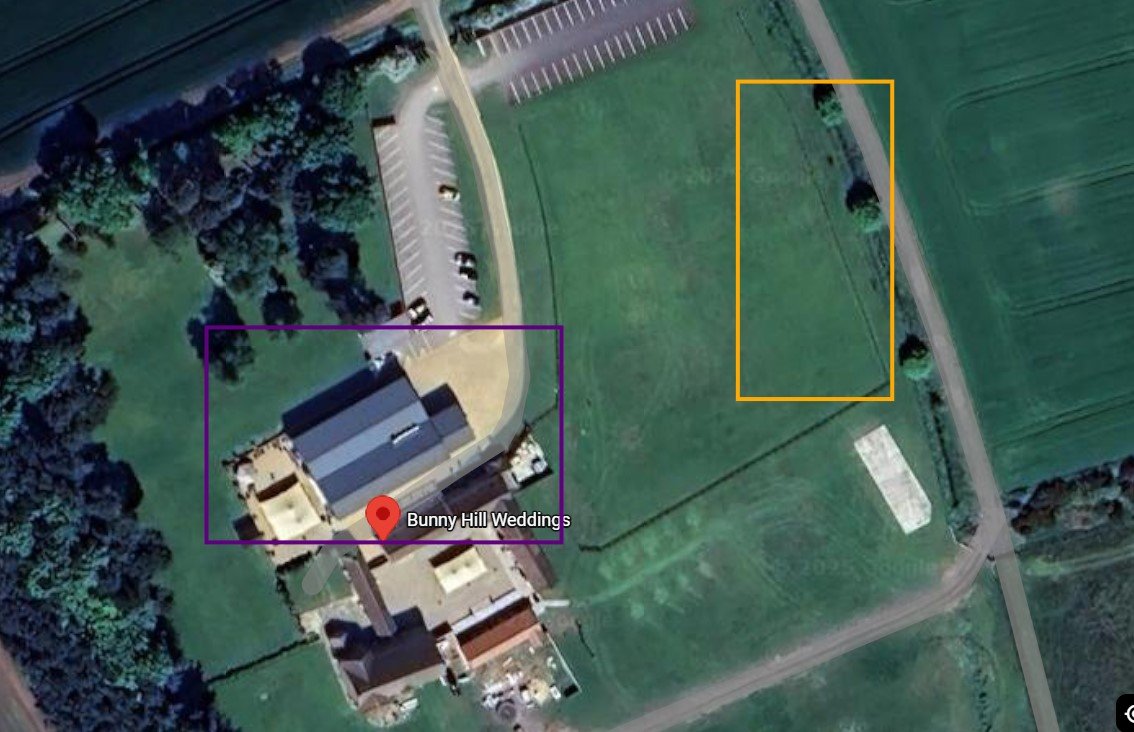 Your venue is the purple box. Your fireworks will be set up in the orange box area