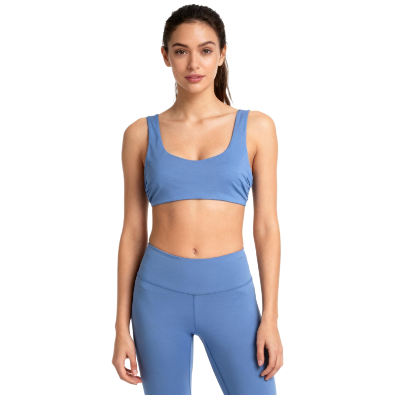 Women’s Light Blue Square Neck Bralette – Stretchy Crop Tank Top