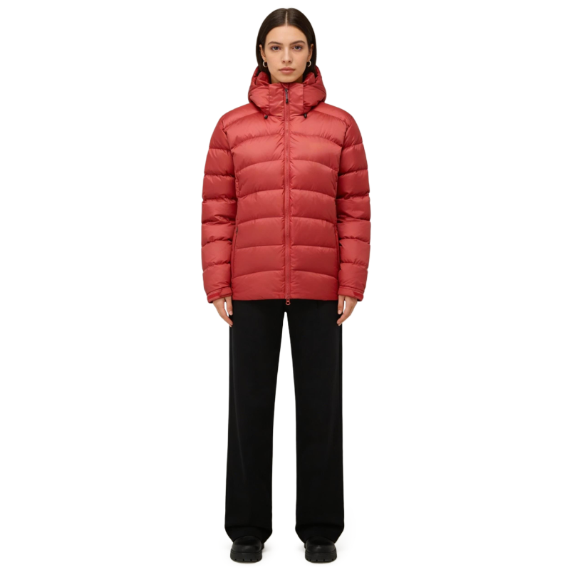 Equestrian Red Hooded Down Jacket - 700 Fill Power Ultralight Warm Winter Coat