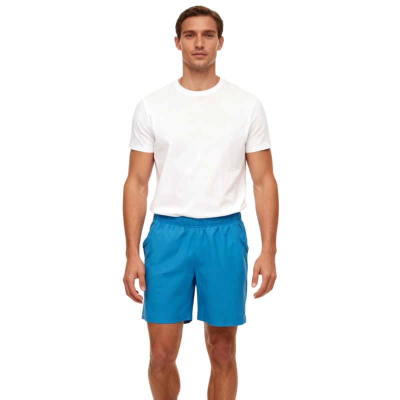 Turquoise Elastic Waist Shorts – Men’s Casual Summer Quick-Dry Beach Pants