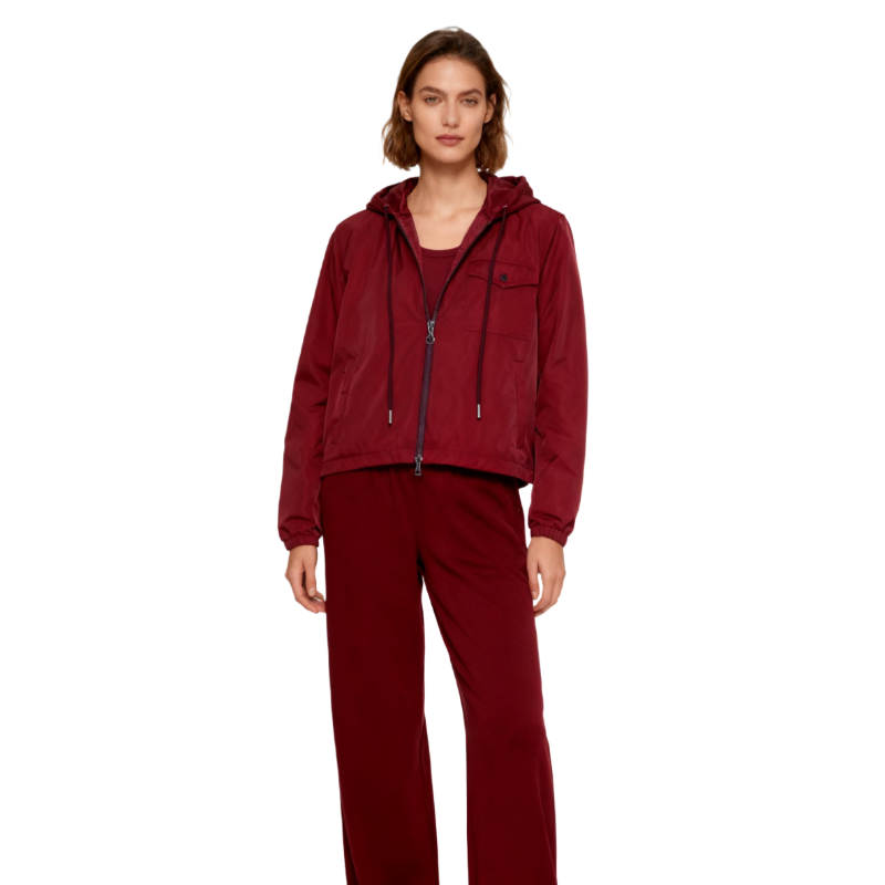 Women’s Burgundy Hooded Windbreaker Jacket – Lightweight Zip-Up Coat