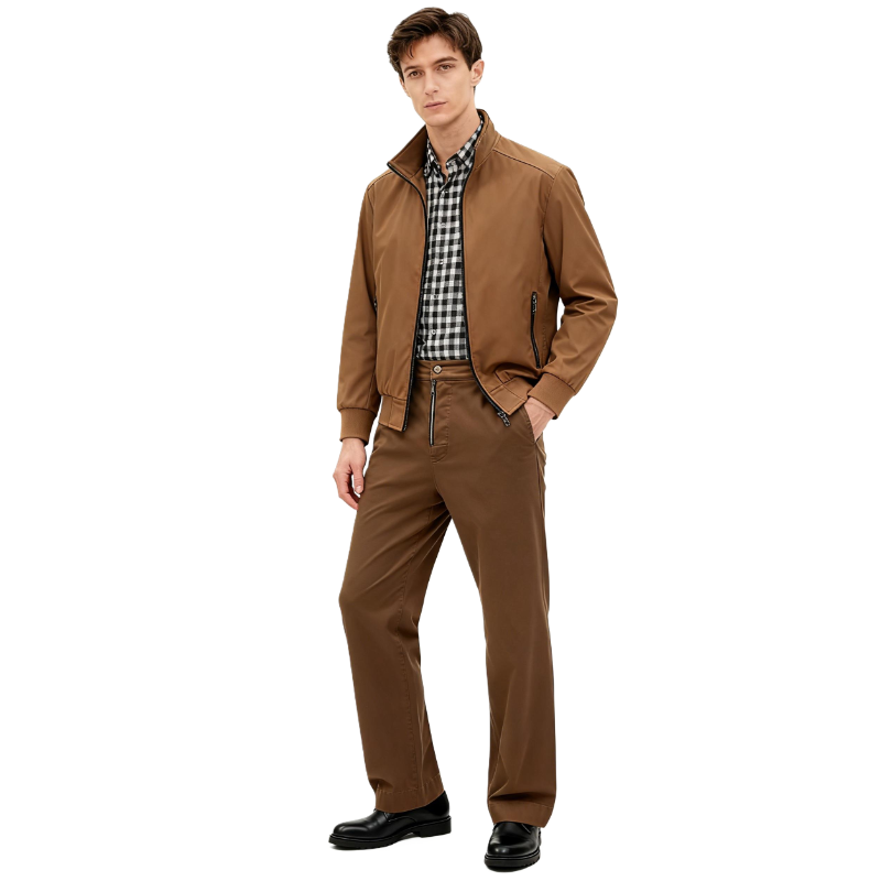 Vintage brown tone, straight-cut style | Men’s casual pants, comfortable cotton, versatile for daily commuting