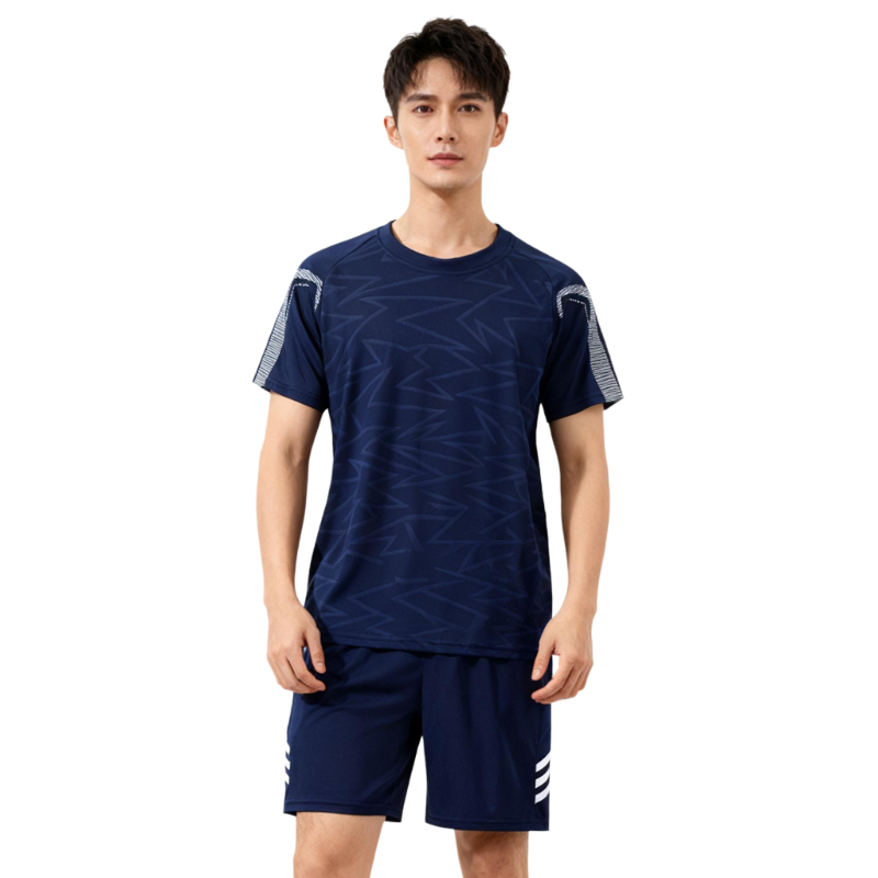 Men’s Navy Sports Tracksuit Set: Quick-Dry T-Shirt + Shorts