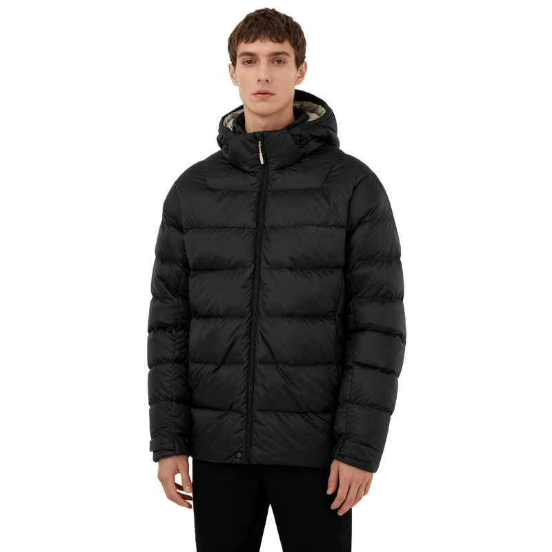 Men’s Black Hooded Down Jacket – Warm, Lightweight Puffer Coat for Winter Outdoor & Daily Wear