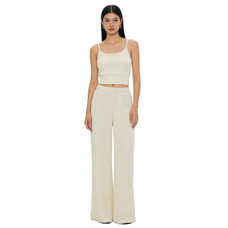 ream Ribbed Knit Cami Top & Wide Leg Pants Two Piece Set