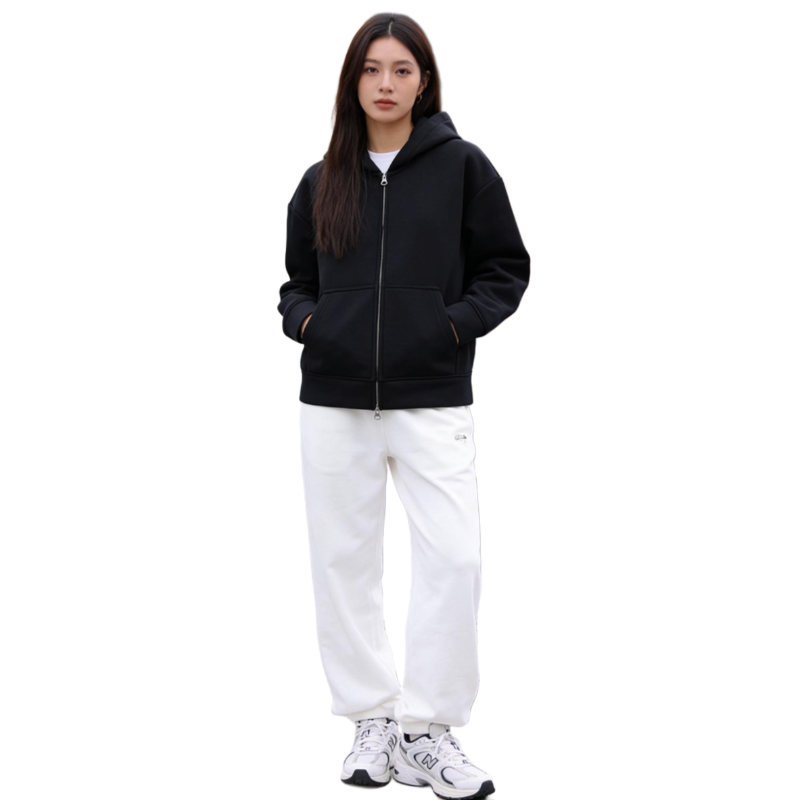 Oversized Full-Zip Hoodie for Women – Soft Fleece Long Sleeve Hooded Sweatshirt with Kangaroo Pocket