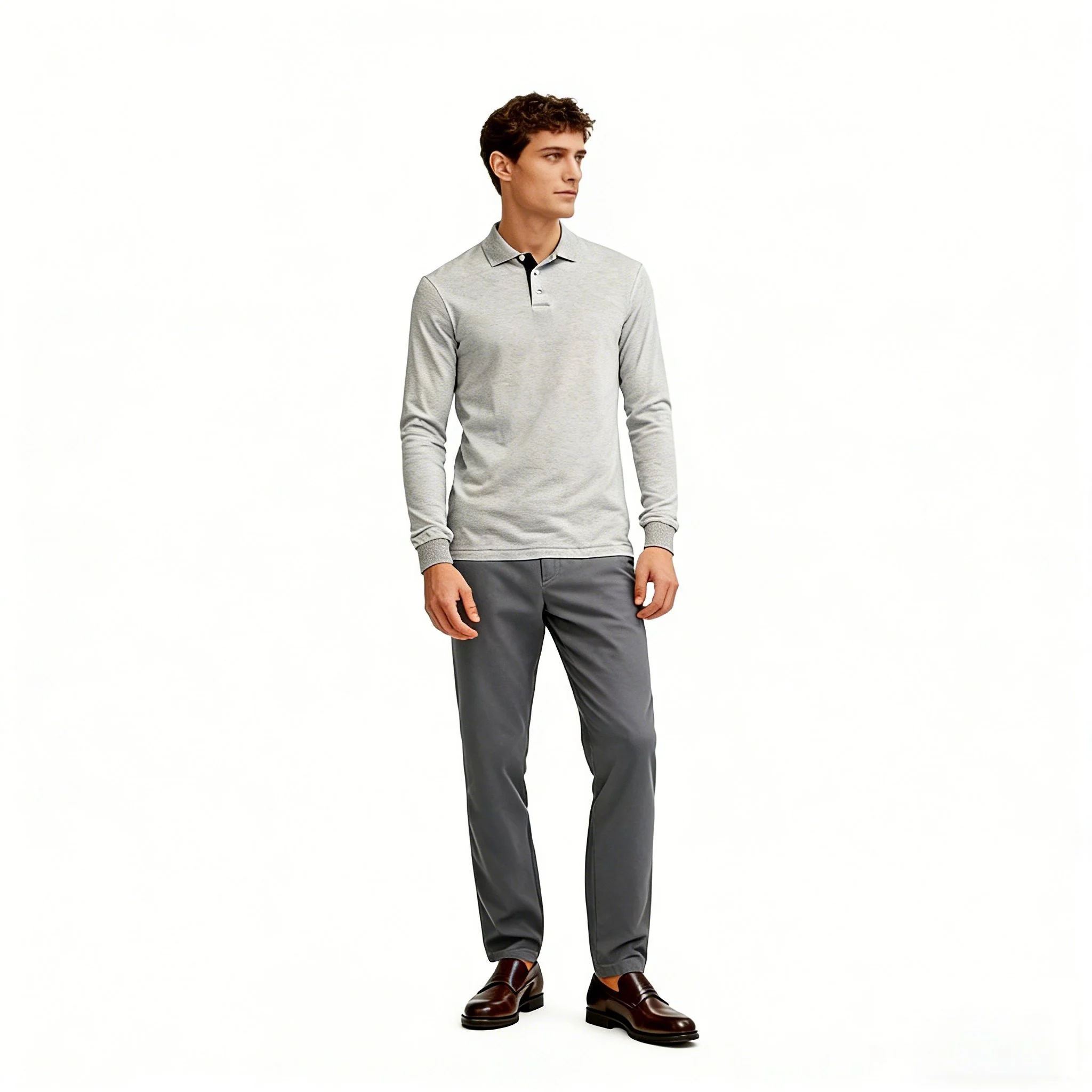 Men’s Premium Long Sleeve Polo Shirt – Soft Cotton Blend, Classic Collar Design for Casual & Business Wear