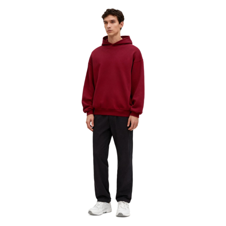 Oversized Burgundy Hoodie – Cozy Soft Fleece Pullover for Casual Daily & Streetwear