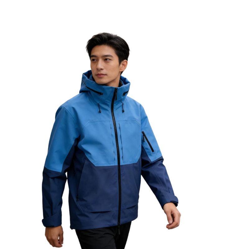 Gradient Blue Technical Shell Jacket - Weather-Resistant Outdoor Apparel