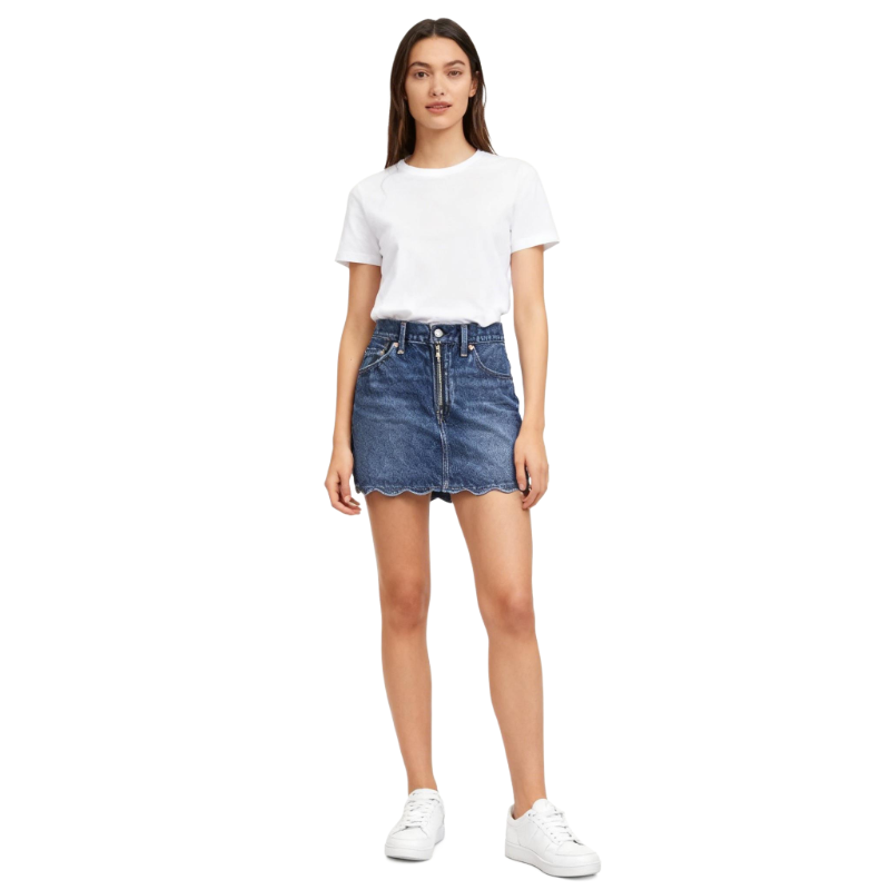 Women’s Retro Denim Mini Skirt – High Waist Button-Fly Jean Skirt for Everyday Style