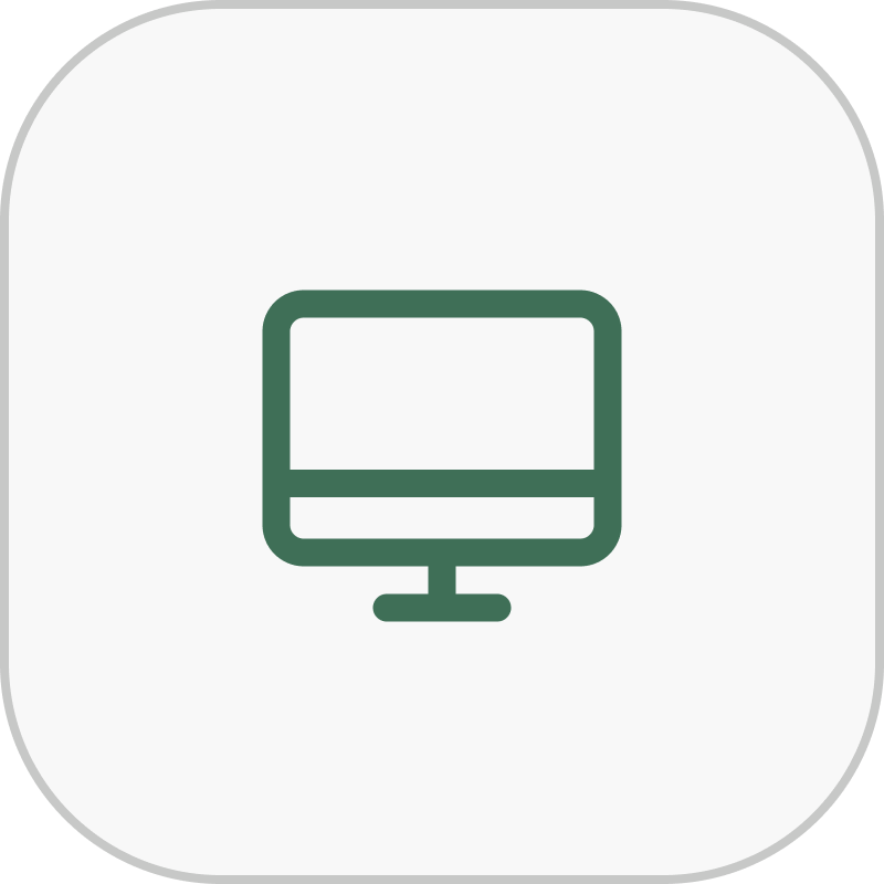 Icon of a desktop computer on a dark background
