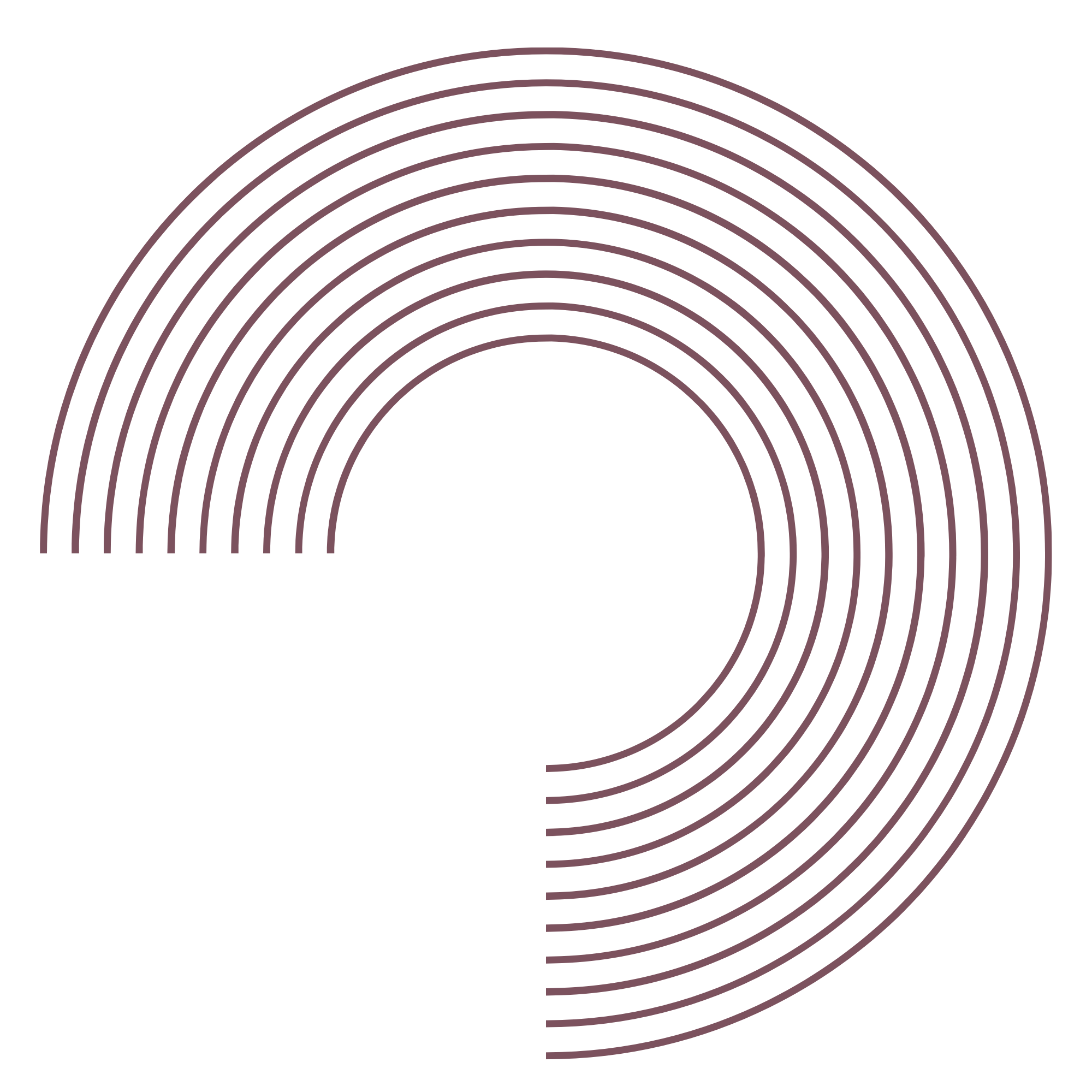 Black background with a purple semi-circle consisting of concentric arcs.