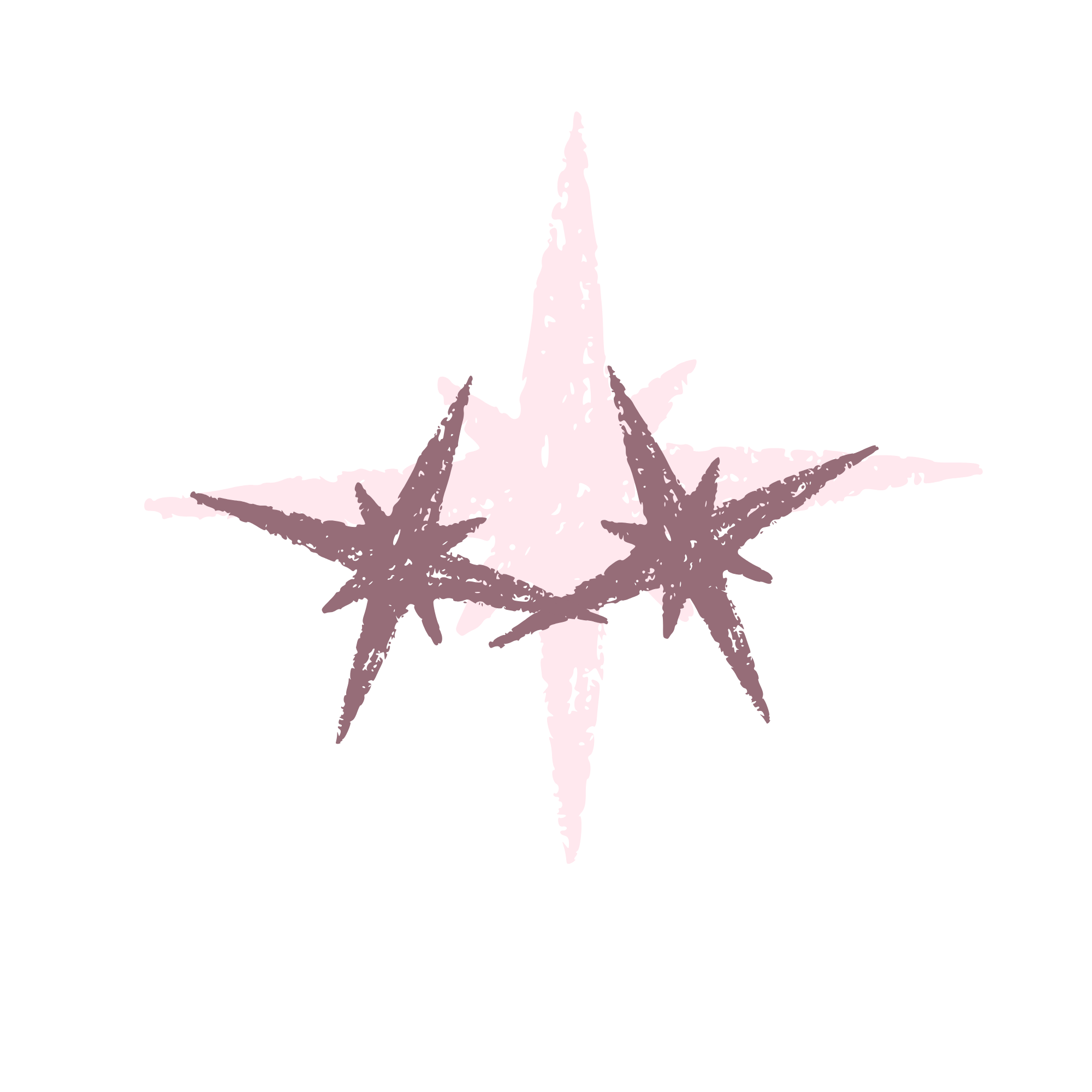 A digital illustration of a pink star with a circle of purple barbed wire around it on a black background.