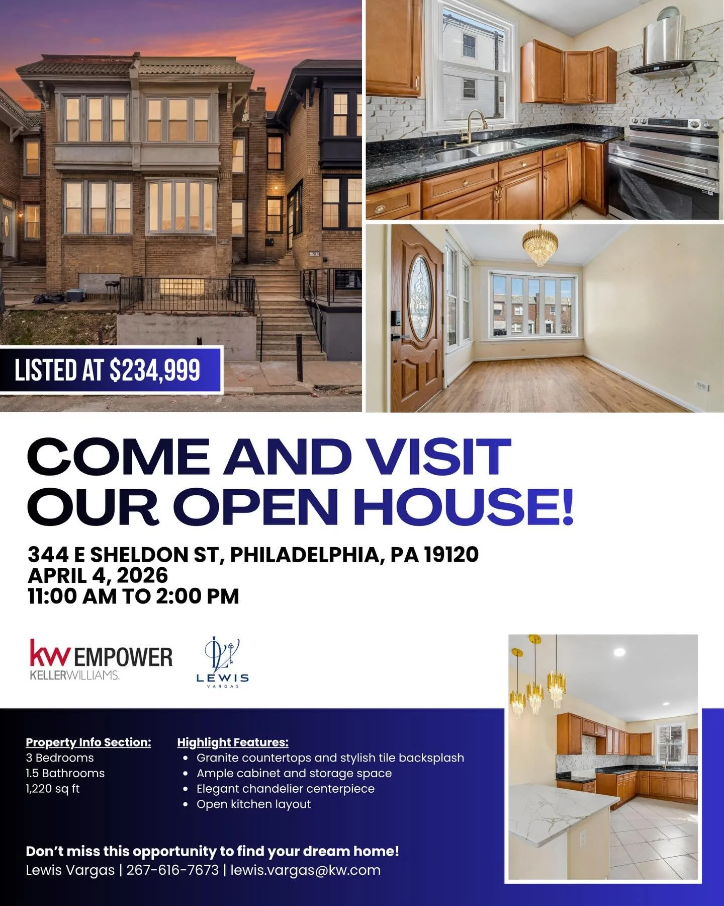 OPEN HOUSE ALERT 🚨

Join us this weekend to tour this beautiful home in Philadelphia! Come see it for yourself and imagine calling it home.

✨ 3 Bedrooms
✨ 1 Bathroom
✨ Updated kitchen &amp; spacious layout
✨ Bright living areas &amp; hardwood floor