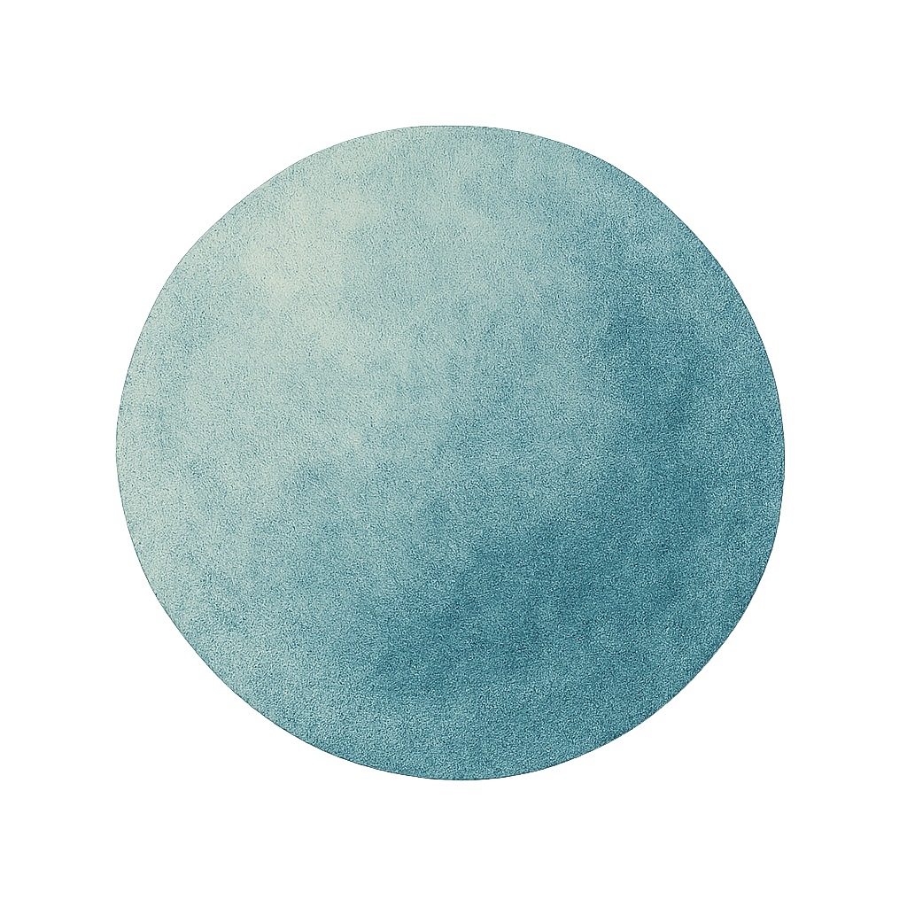 En stor, rund, blågrøn glasbold med en let tekstureret overflade