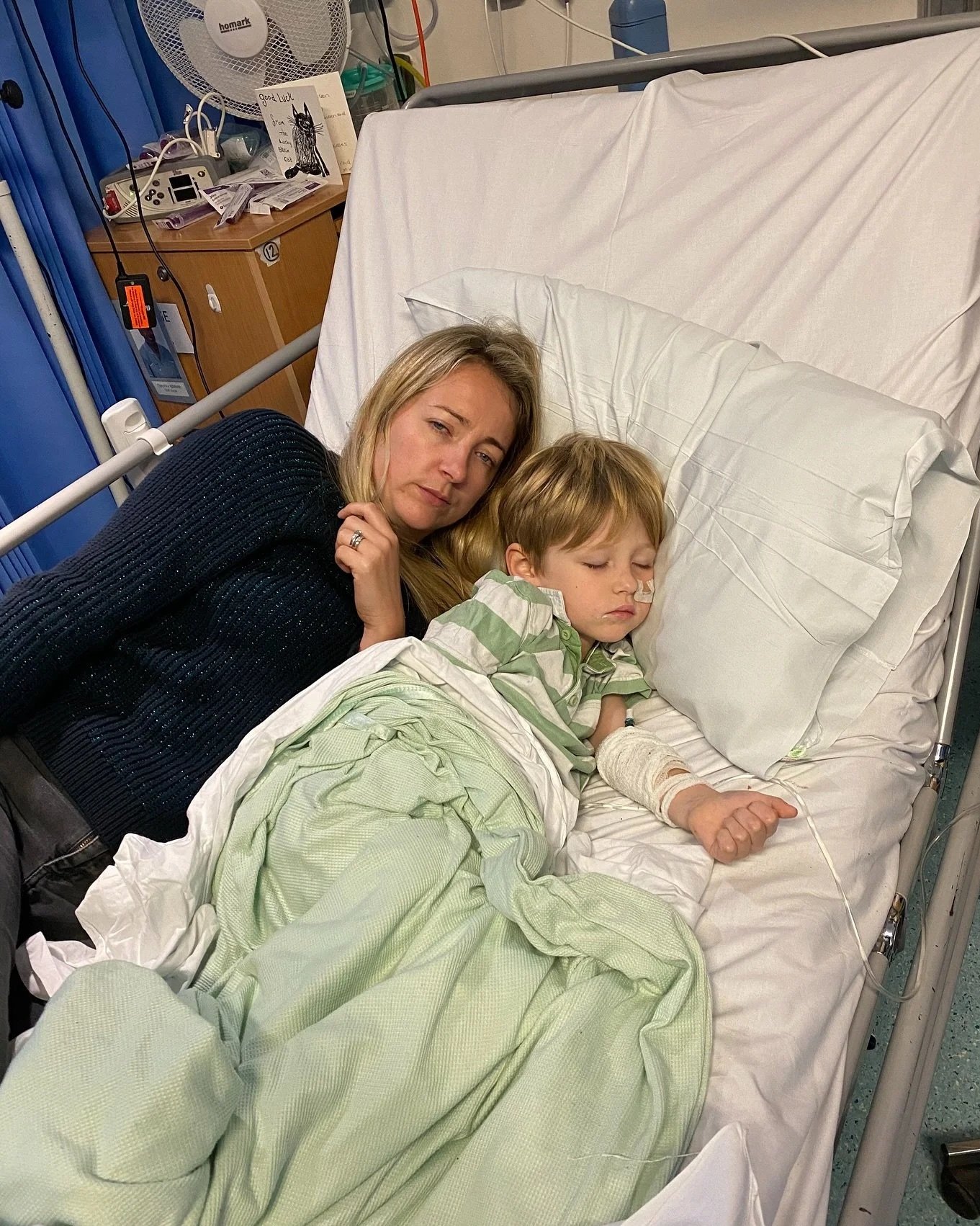 This Is The Why, a photo of Hugh in bed at hospital