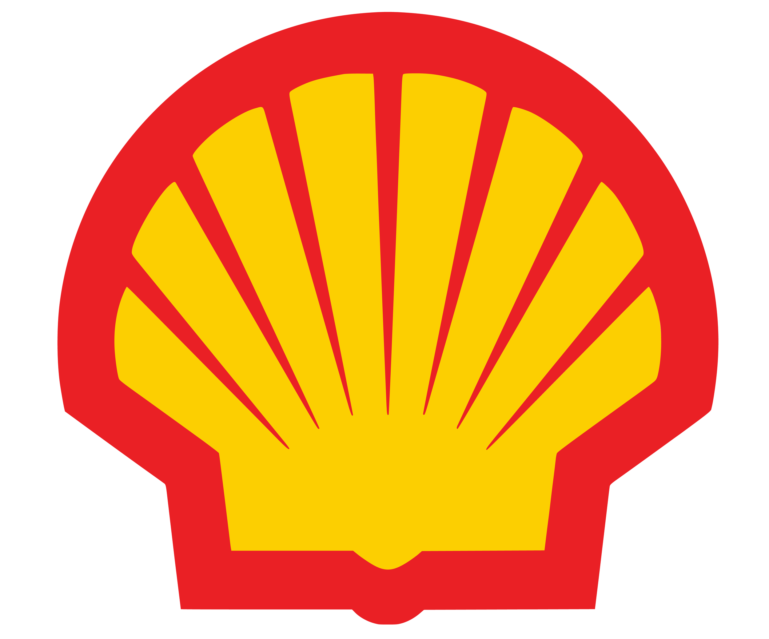 Colorful Shell logo with a red border and yellow interior.