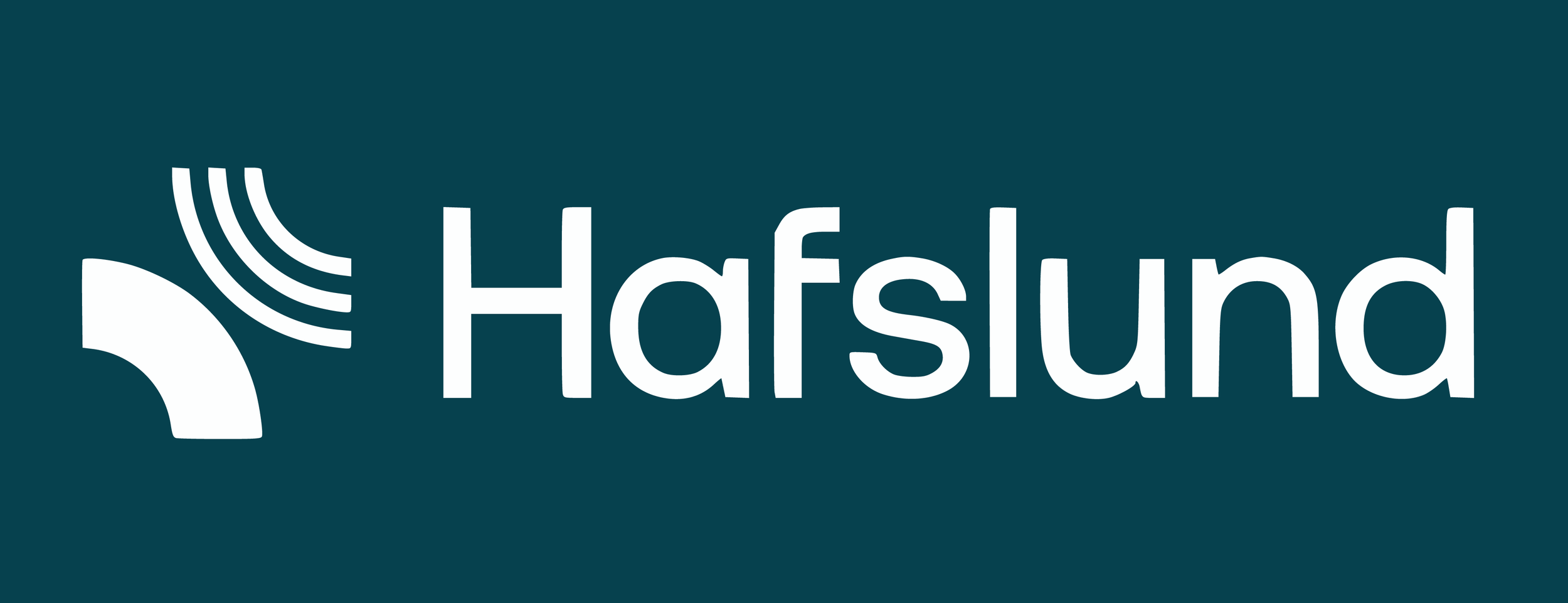 Hafslund logo with stylized white faucet and sound waves on a dark green background