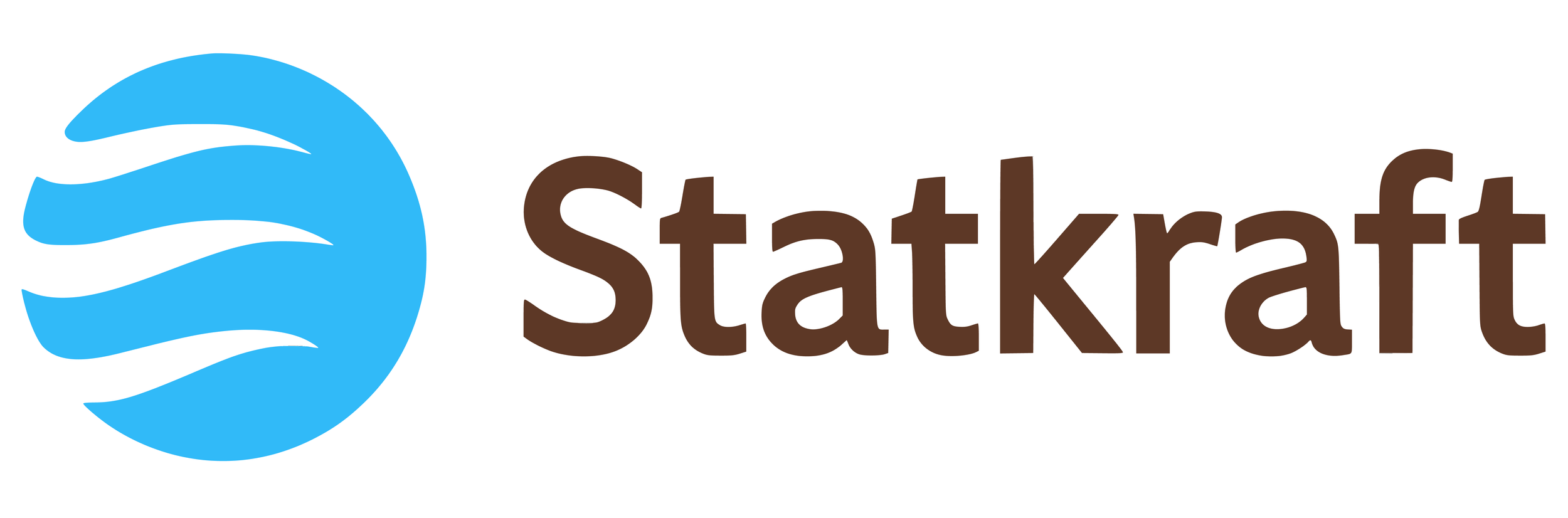 Logo with a blue globe and white wave lines next to the word Statskraft in brown text.
