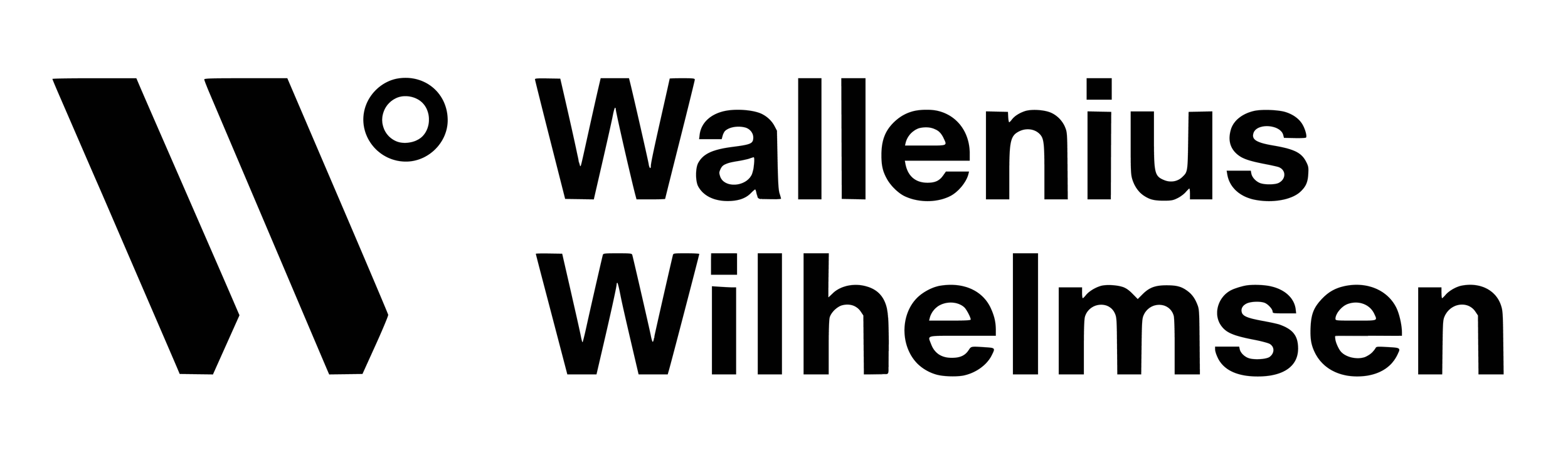 Black text saying 'Wallenius Wilhelmsen' with a logo of two black angled lines on a white background.