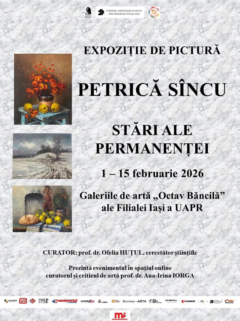 Expoziție de pictură: „Stări ale permanenței” de Petrică Sîncu, la Galeriile de Artă „Octav Băncilă”