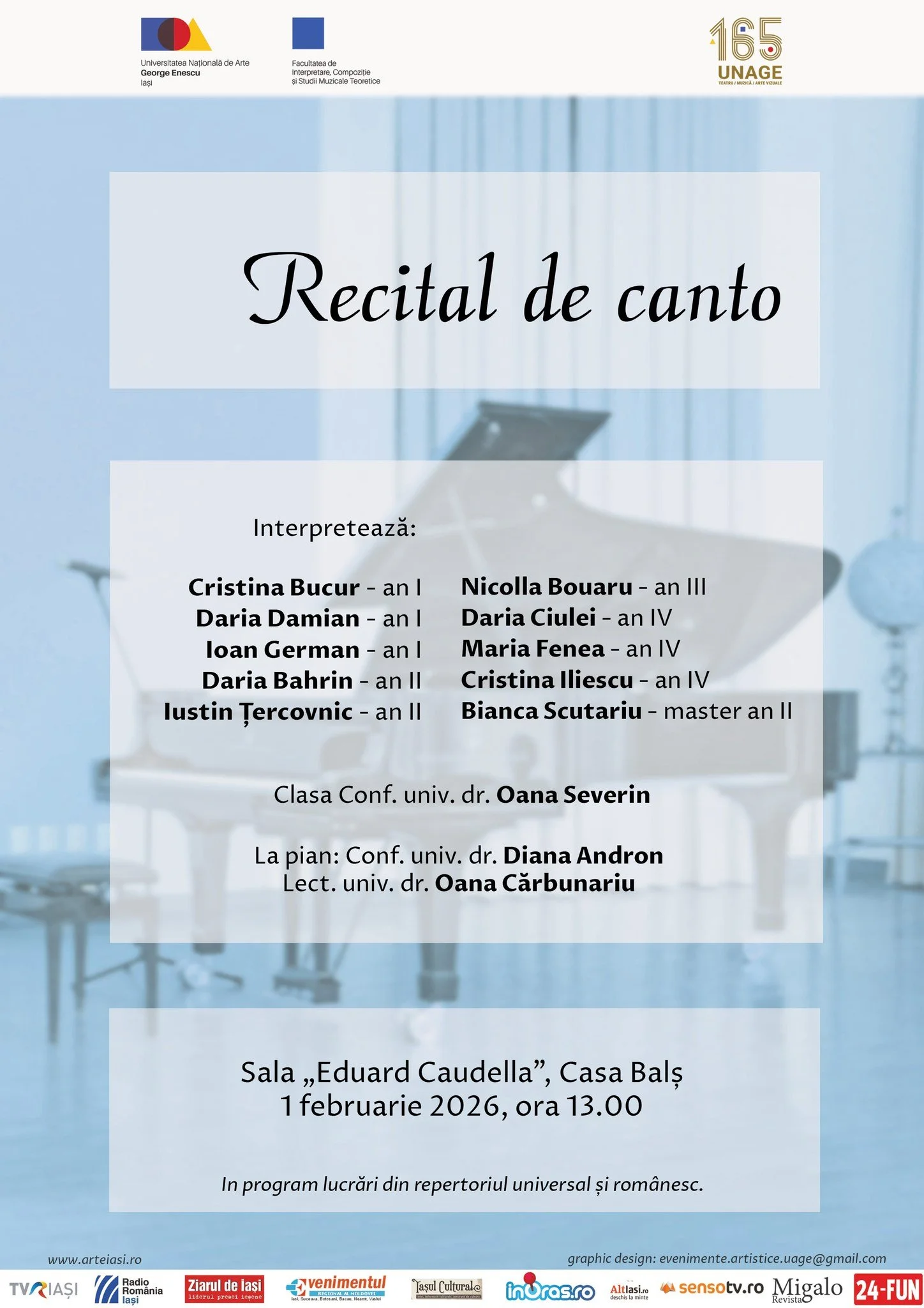 Recital de Canto - Casa Balș, 1 februarie, ora 13.00