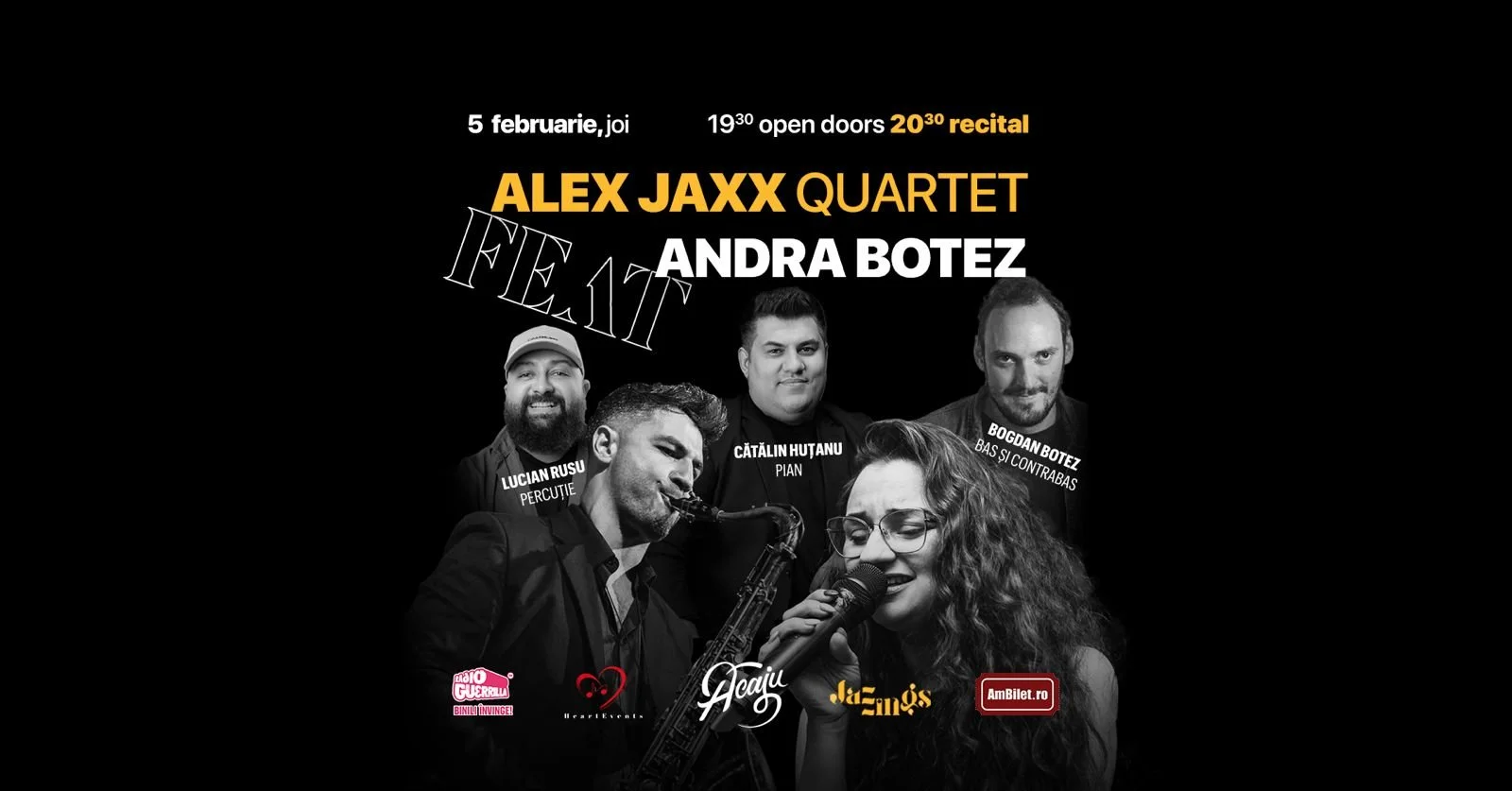 Concert „Jazzings: Alex Jaxx Quartet &amp; Andra Botez” la Acaju, 5 februarie, ora 20.30