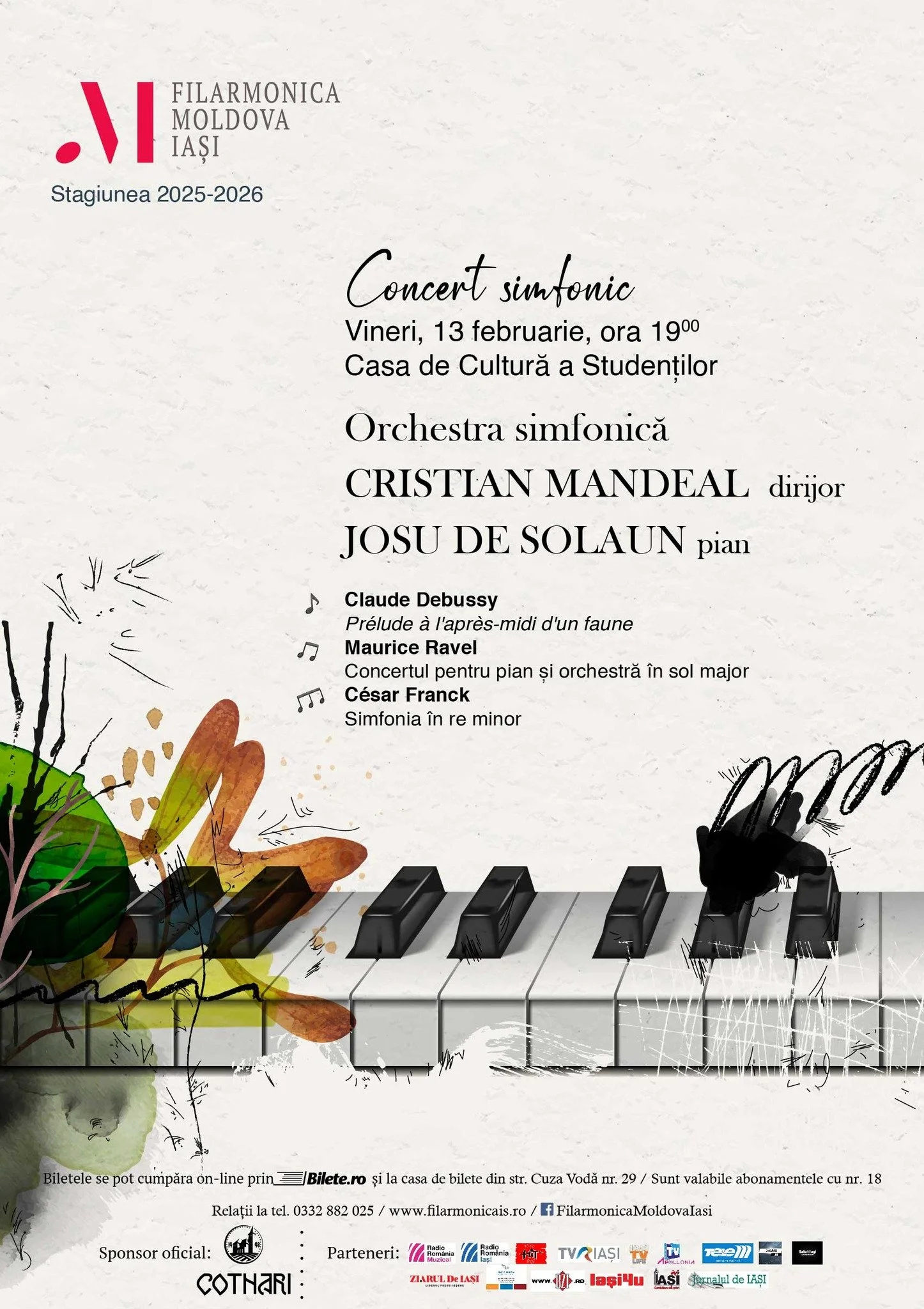 Concert simfonic, vineri, 13 februarie, ora 19.00, la Casa de Cultură a Studenților