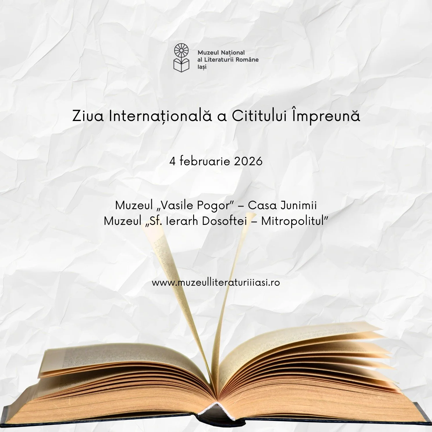 Ziua Internațională a Cititului Împreună la MNLR Iași, două evenimente în două muzee, în 4 februarie