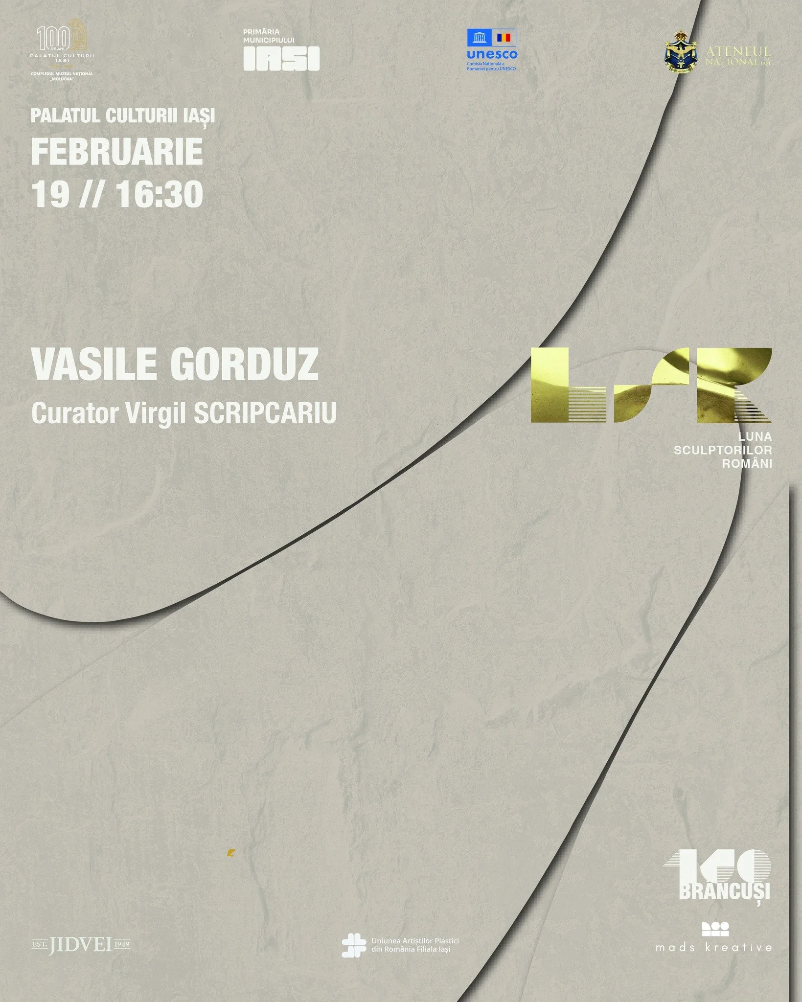 Expoziție Vasile Gorduz la Palatul Culturii, în cadrul Lunii Sculptorilor Români, ediția 2026