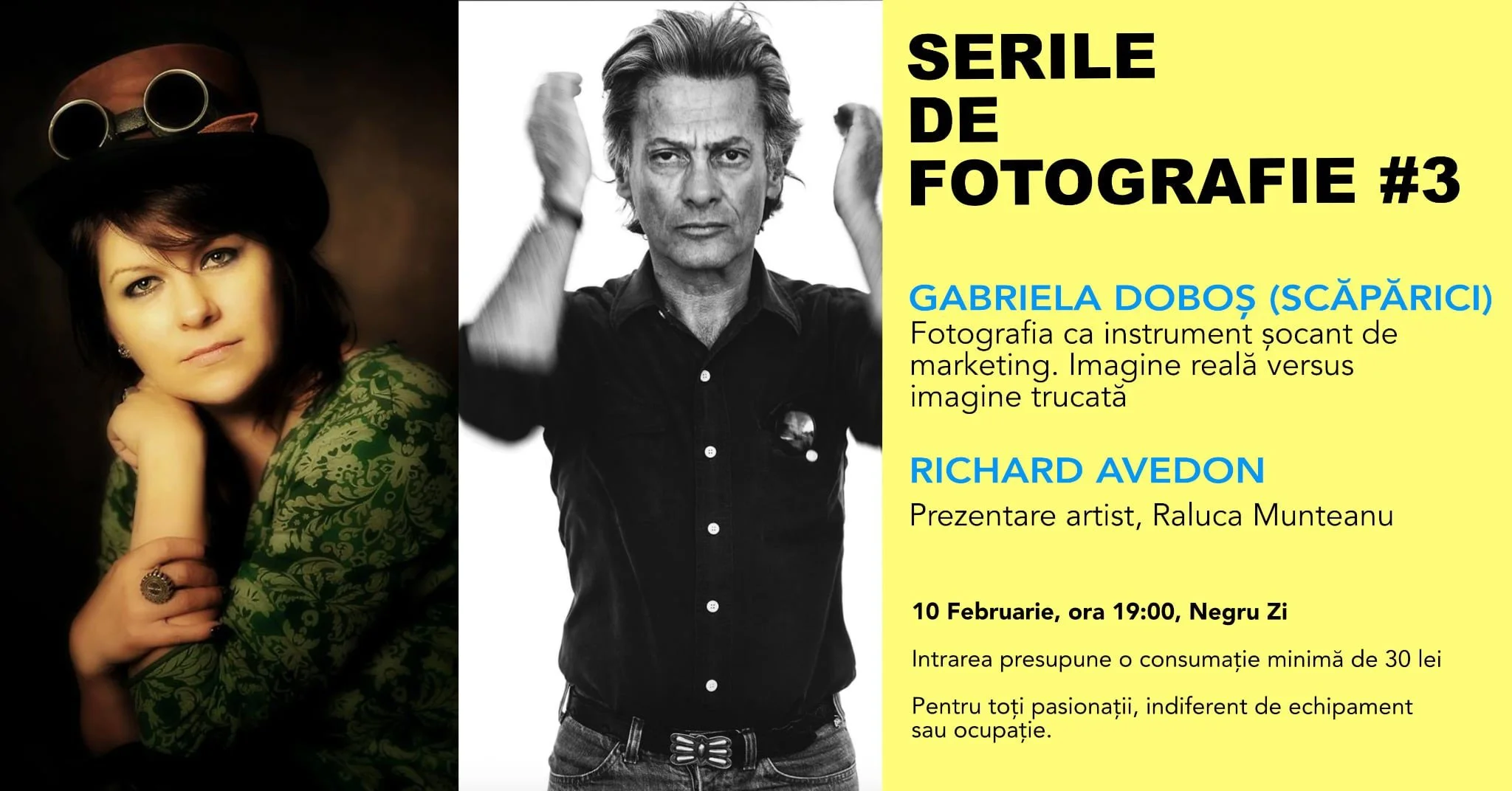 Serile de Fotografie: cu Gabriela Doboș și despre Richard Avedon, la Negru Zi