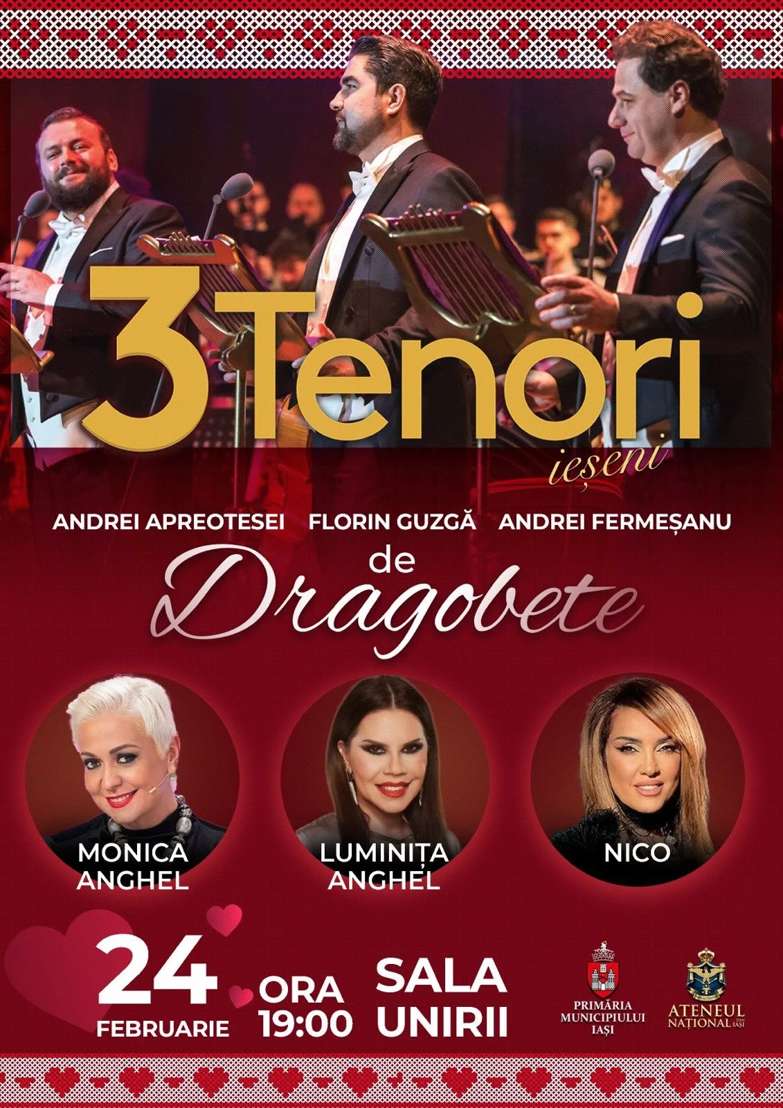 Concert extraordinar „3 Tenori ieșeni de Dragobete”, la Sala Unirii
