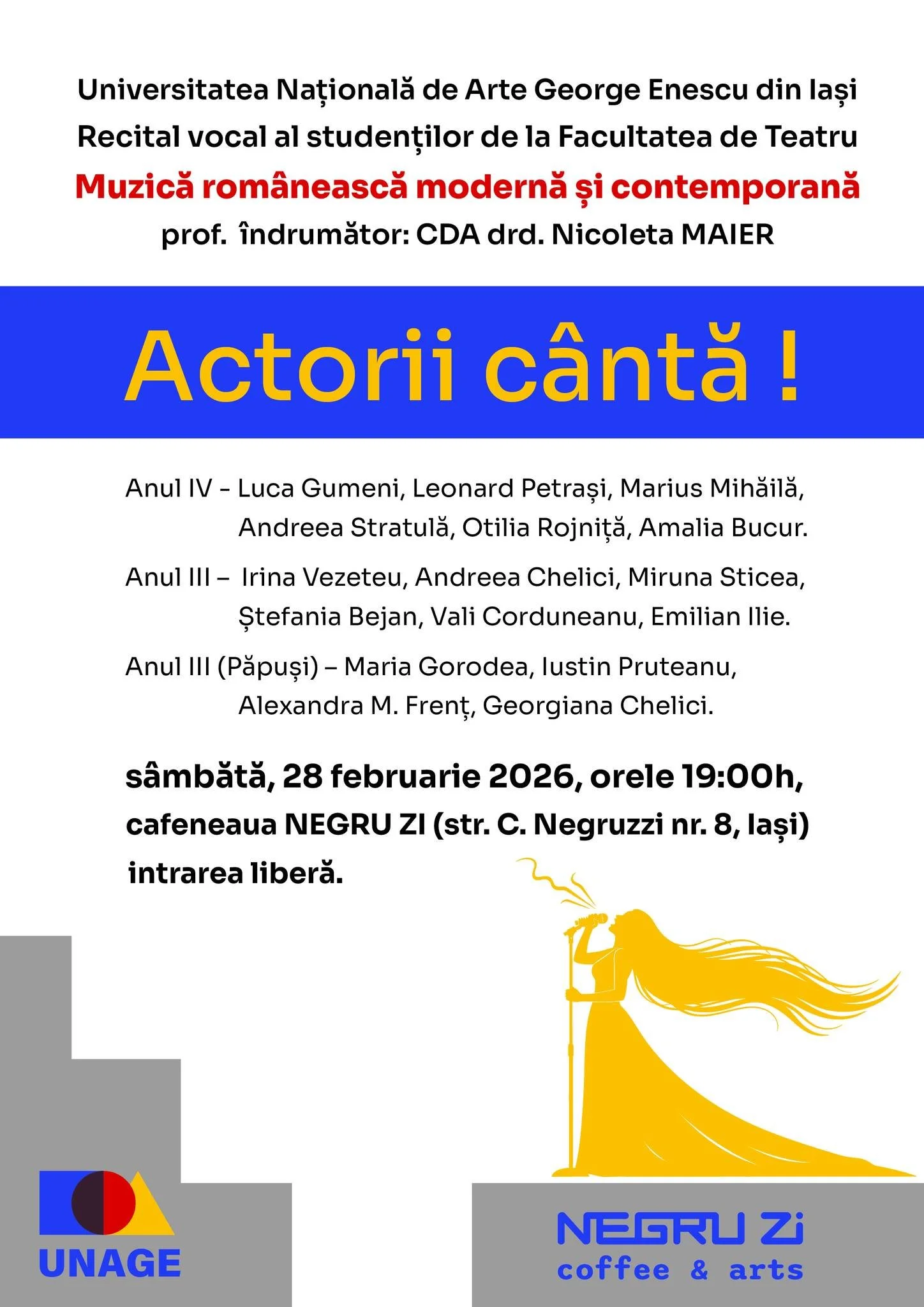 „Actorii cântă!” la Negru Zi