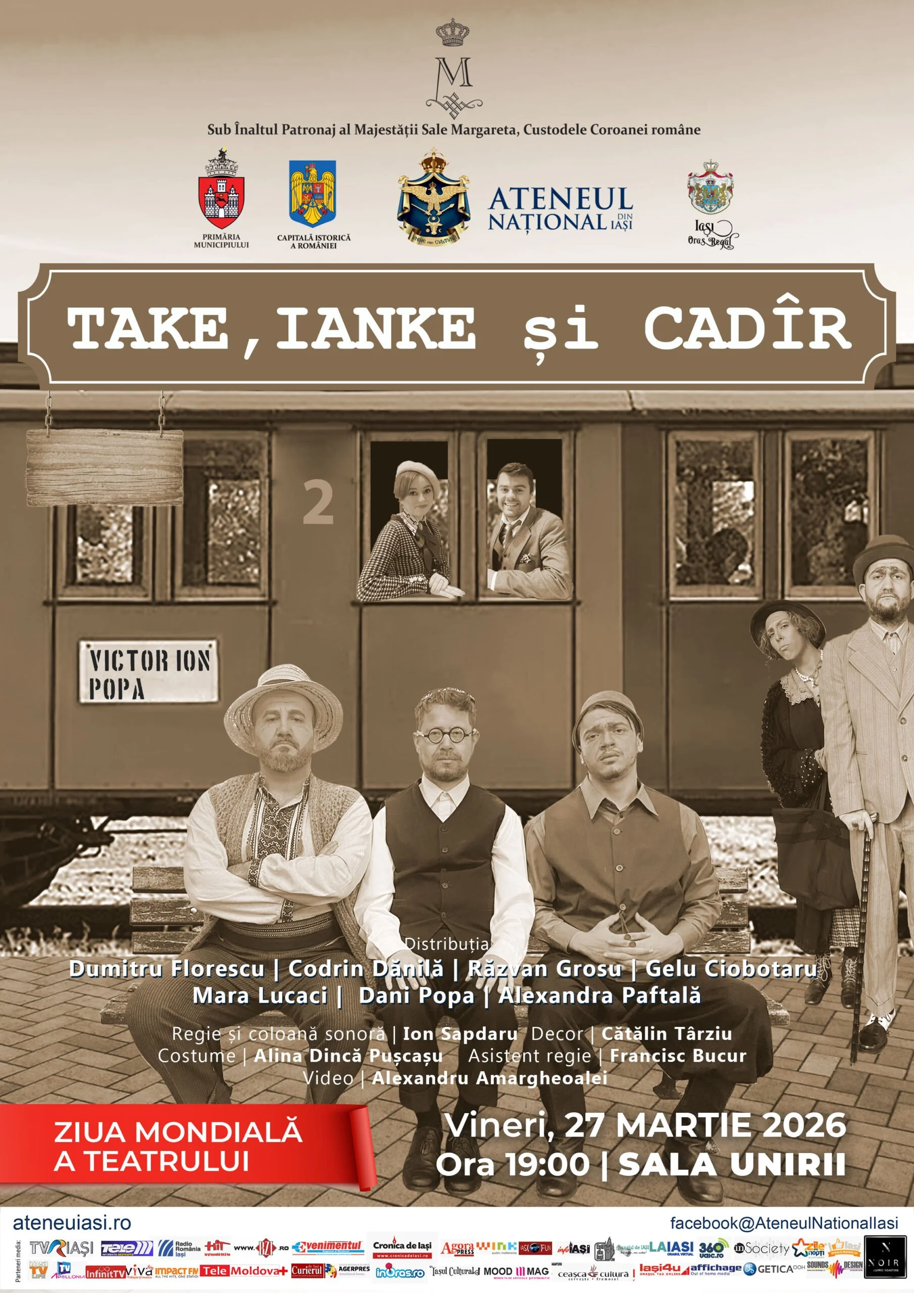 „Take, Ianke și Cadîr” de Ziua Mondială a Teatrului, la Sala Unirii