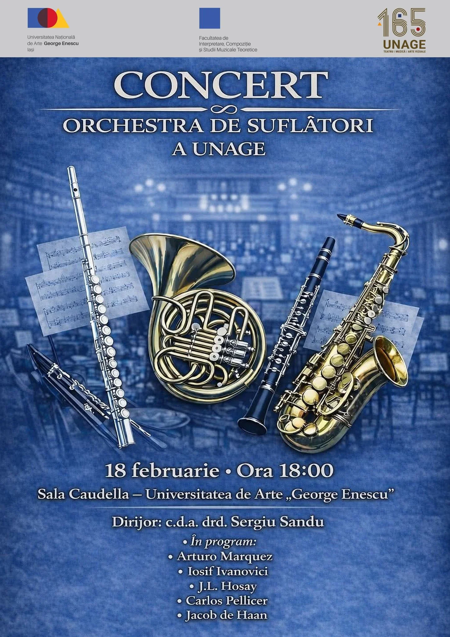 Concert cu Orchestra de Suflători a UNAGE