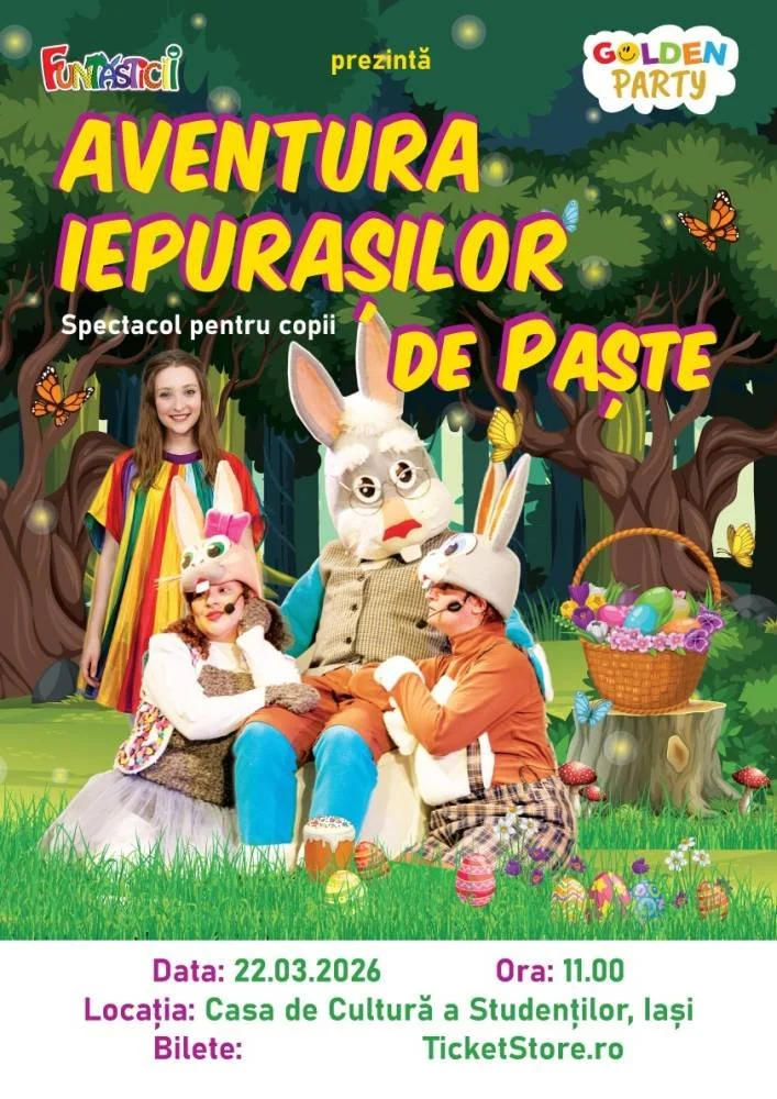 Spectacol de teatru pentru copii: „Aventura iepurașilor de Paște”