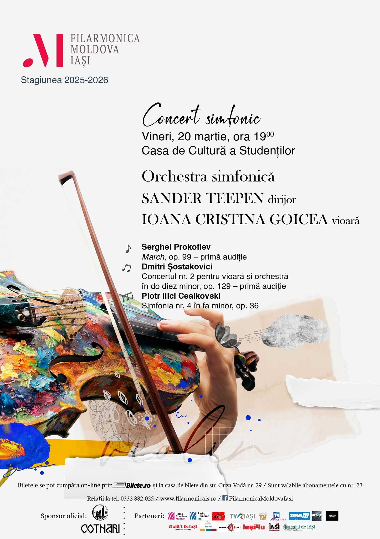 Concert simfonic, vineri, 20 martie, la Casa de Cultură a Studenților
