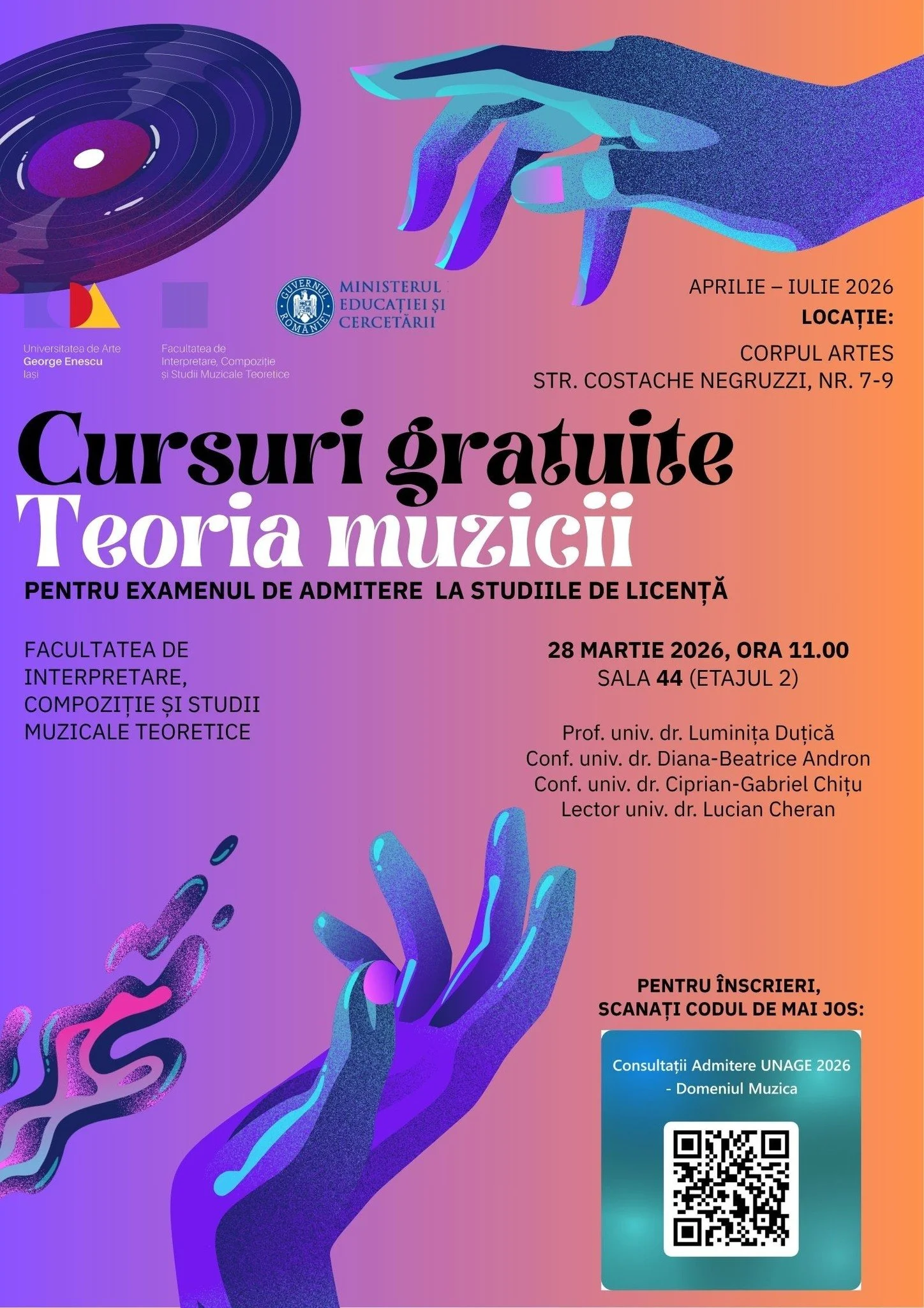 Cursuri gratuite de Teoria Muzicii la UNAGE