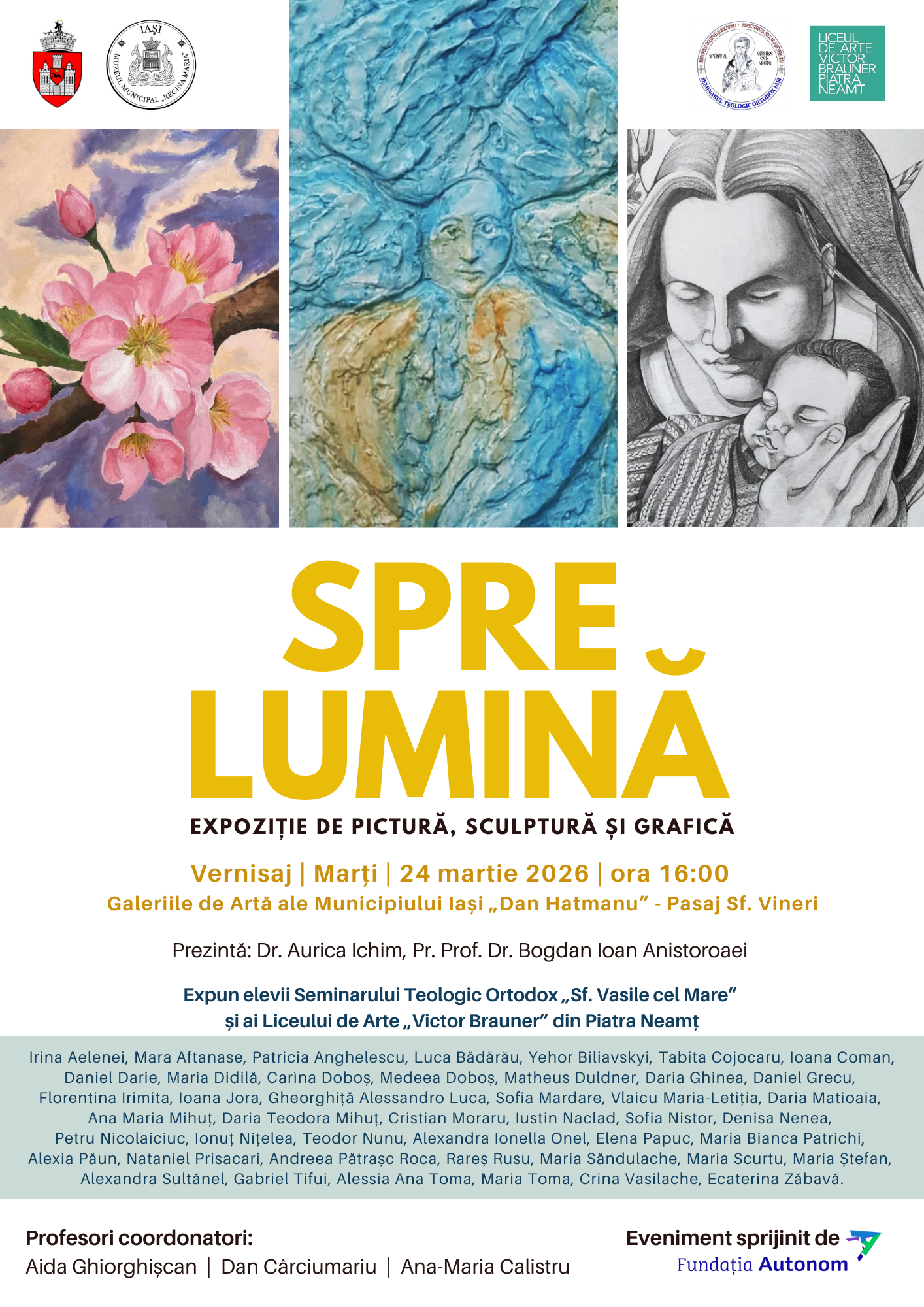 „Spre lumină”, expoziție de pictură, sculptură și grafică