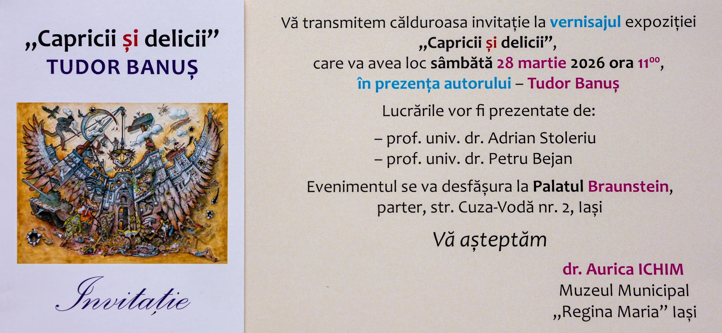 „Capricii și delicii”, de Tudor Banuș, la Palatul Braunstein