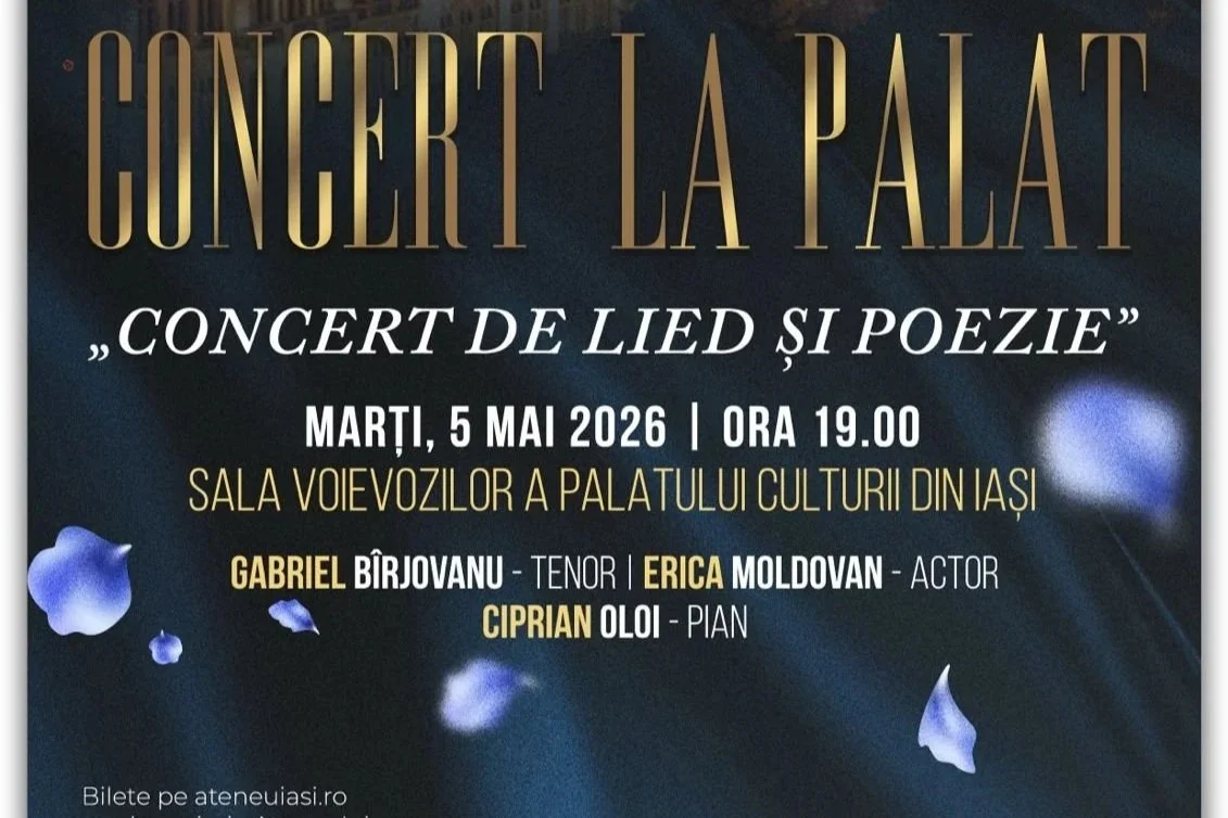 „Concert de lied și poezie” - Concert la Palat cu Gabriel Bîrjovanu, Erica Moldovan și Ciprian Oloi