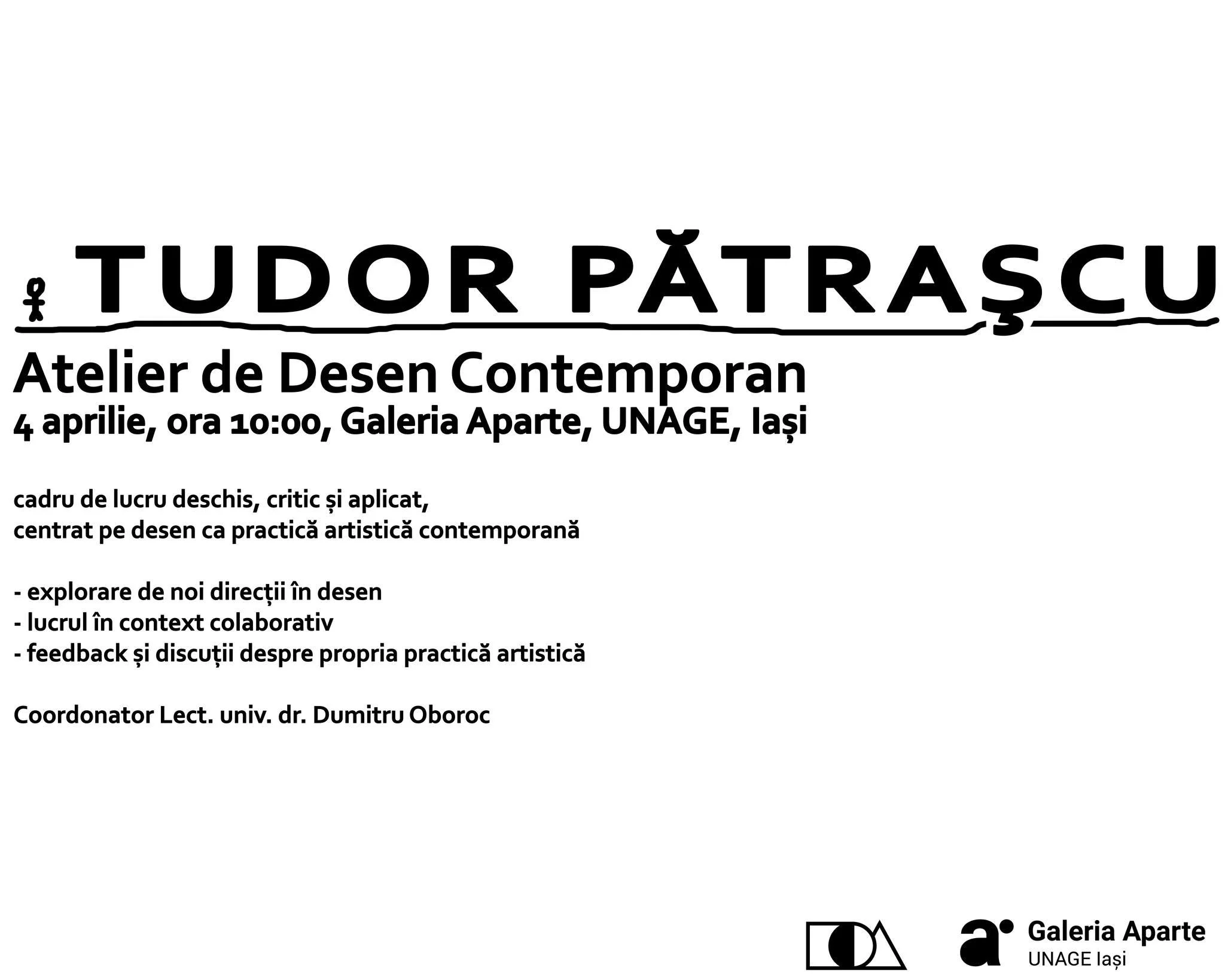 Tudor Pătrașcu susține un atelier de desen contemporan