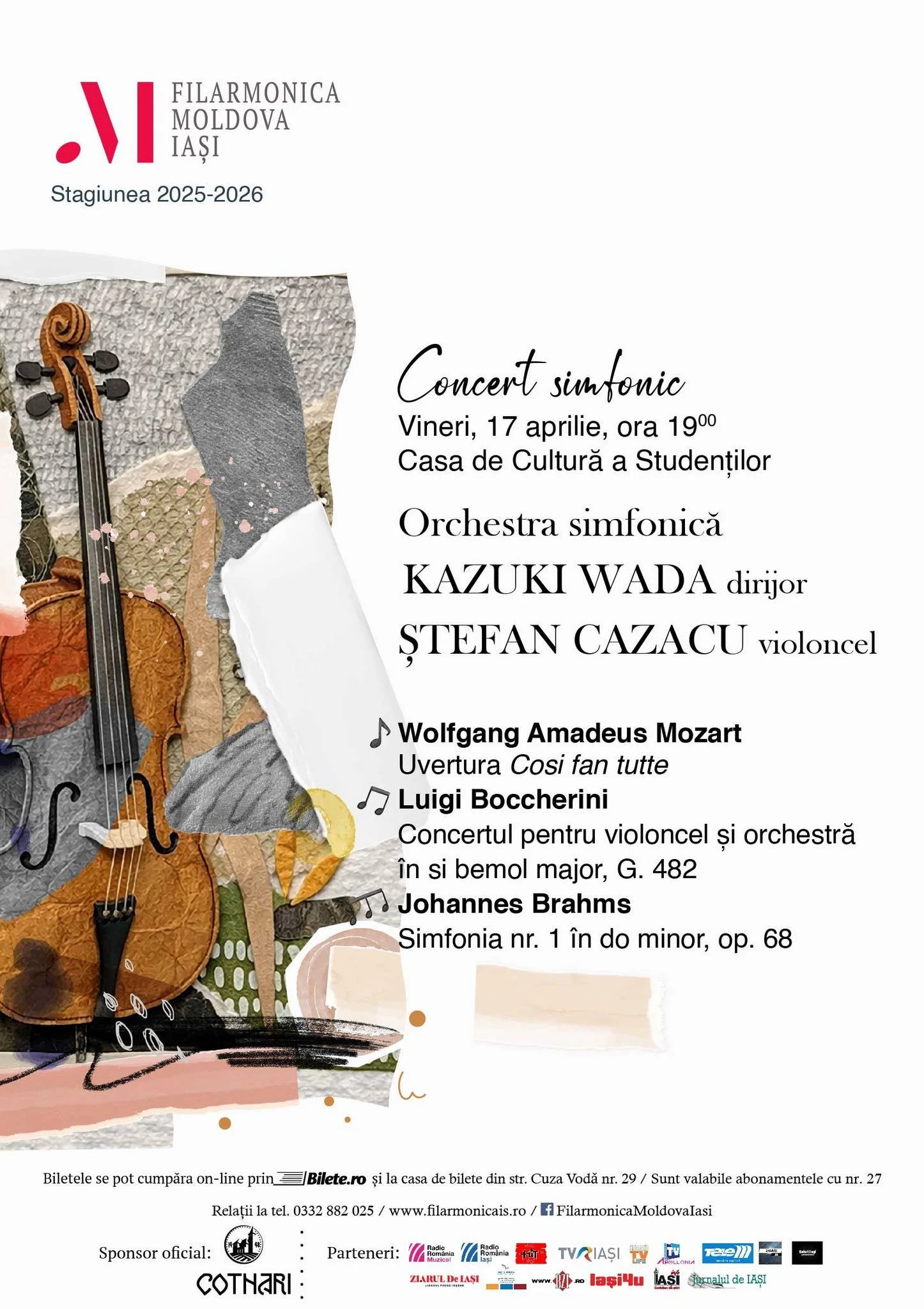 Concert simfonic al Filarmonicii Moldova Iași, vineri, 17 aprilie, la CCS