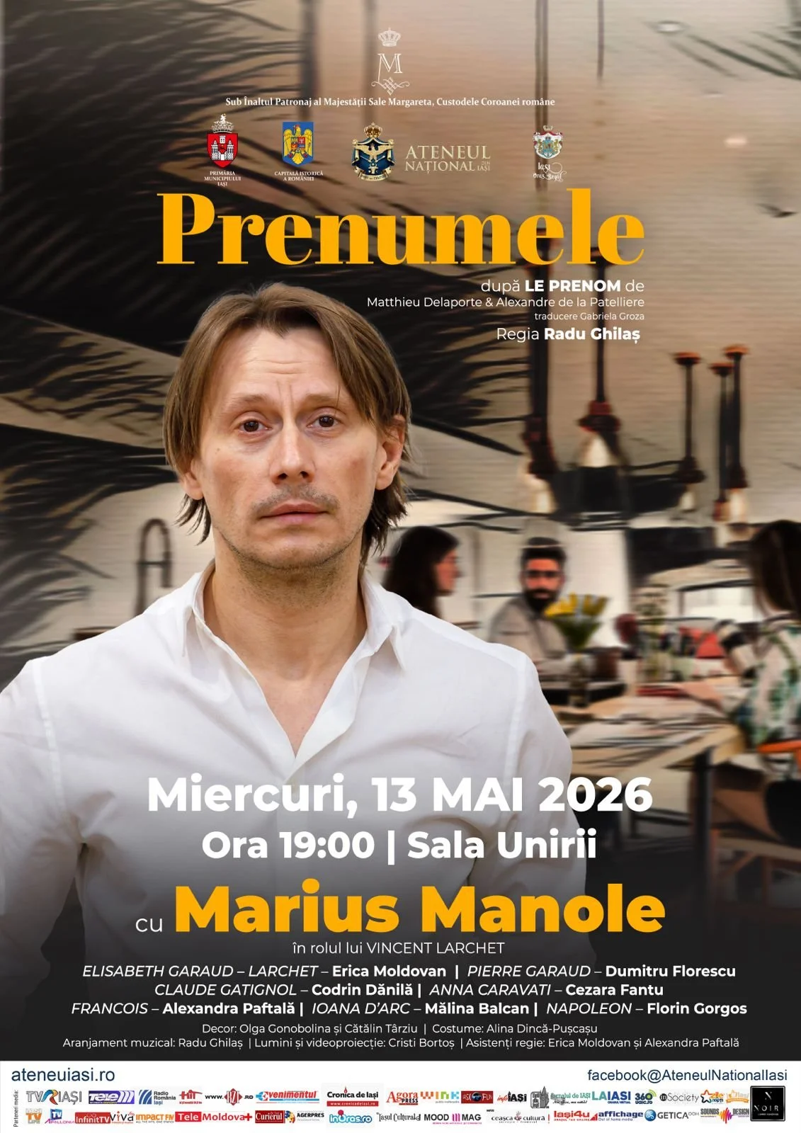 „Prenumele”, un spectacol cu Marius Manole, la Sala Unirii