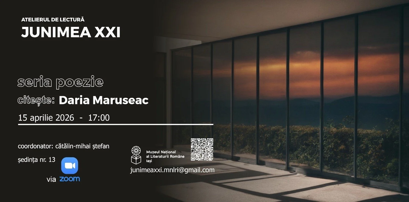 Daria Maruseac citește poezie la Atelierul Junimea XXI