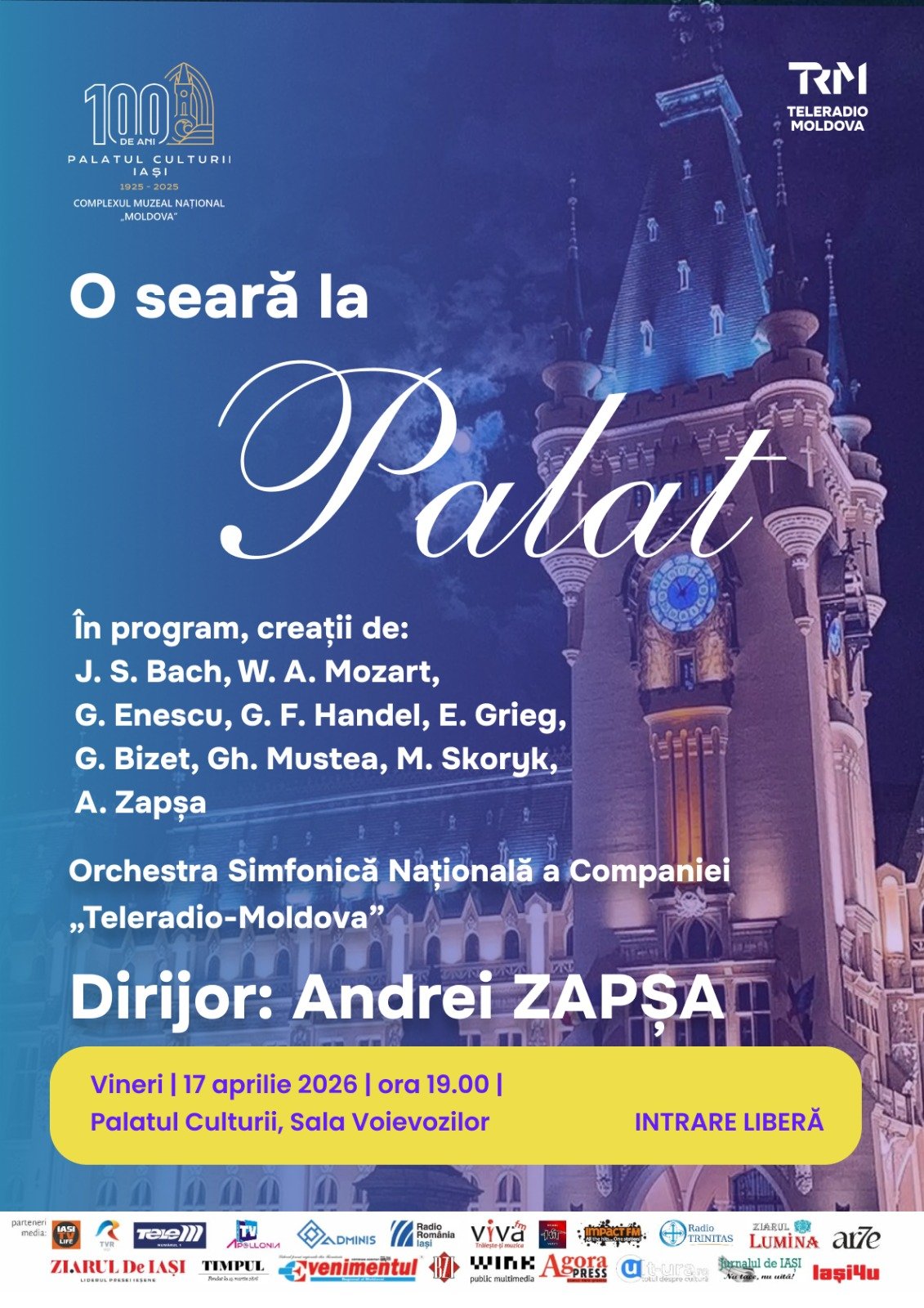 „O seară la Palat” cu Orchestra Simfonică Națională „Teleradio-Moldova”