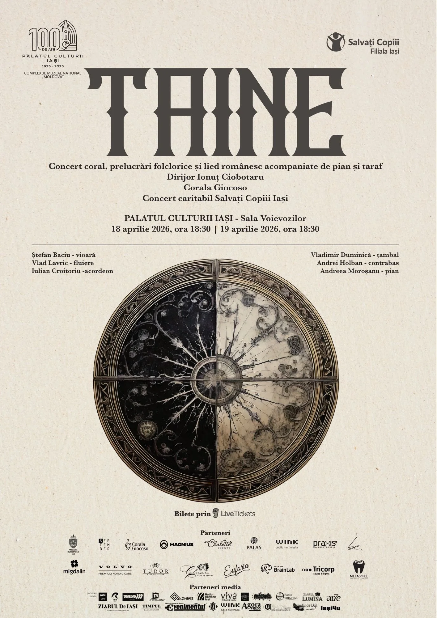 Concert caritabil: „Taine”, la Palatul Culturii, în 18 și 19 aprilie