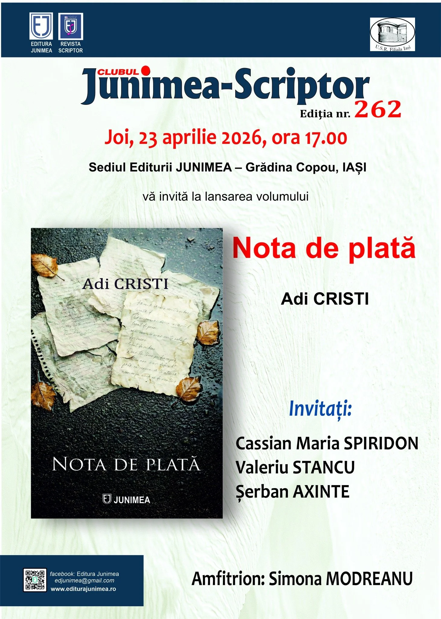 Lansare de carte: „Nota de plată” de Adi Cristi