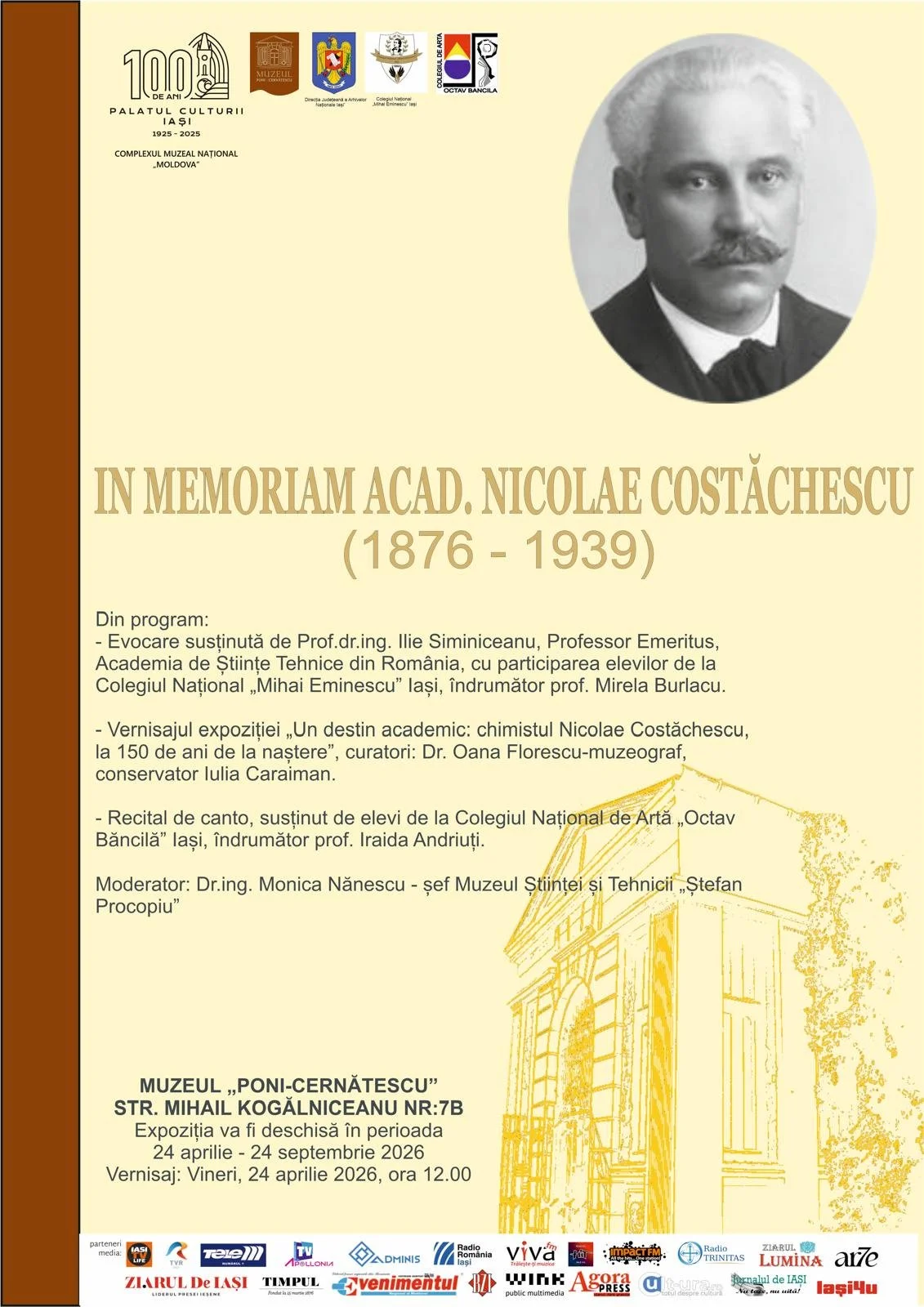 „In memoriam Nicolae Costăchescu. 150 de ani de la naștere”, la Muzeul „Poni-Cernătescu”