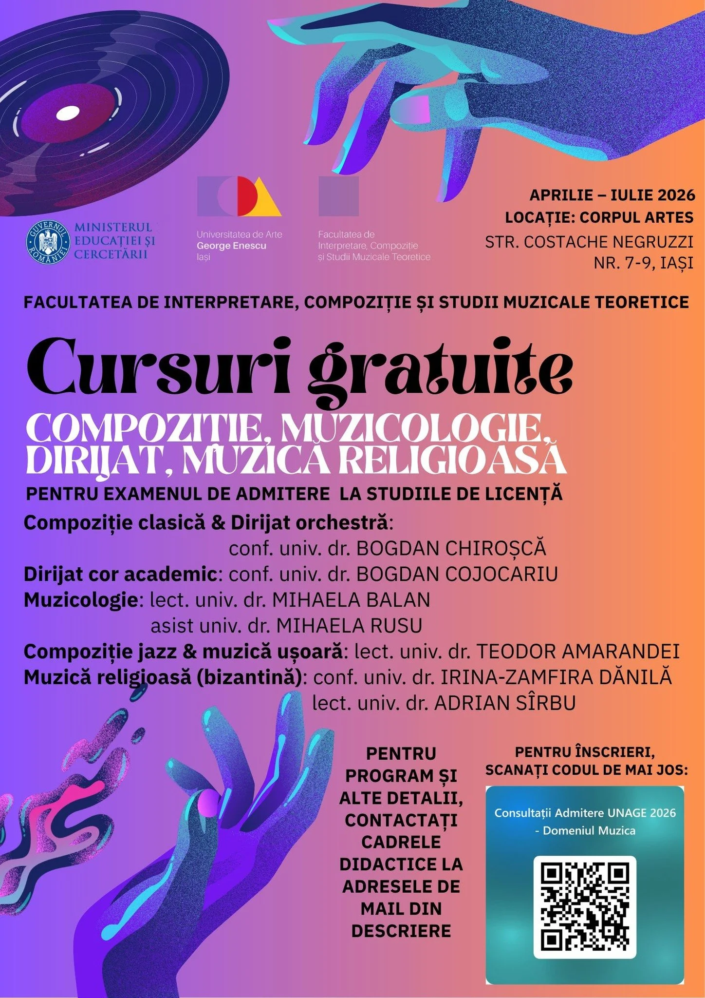 Cursuri gratuite de Compoziție, Muzicologie, Dirijat, Muzică Religioasă